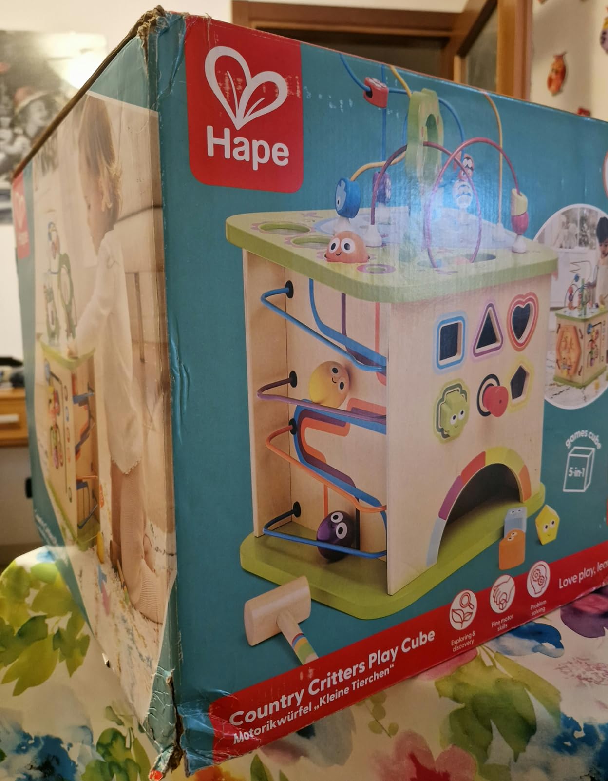 Hape Giocattoli per le abilità motorie Cubo Multiattività cubo attività in legno