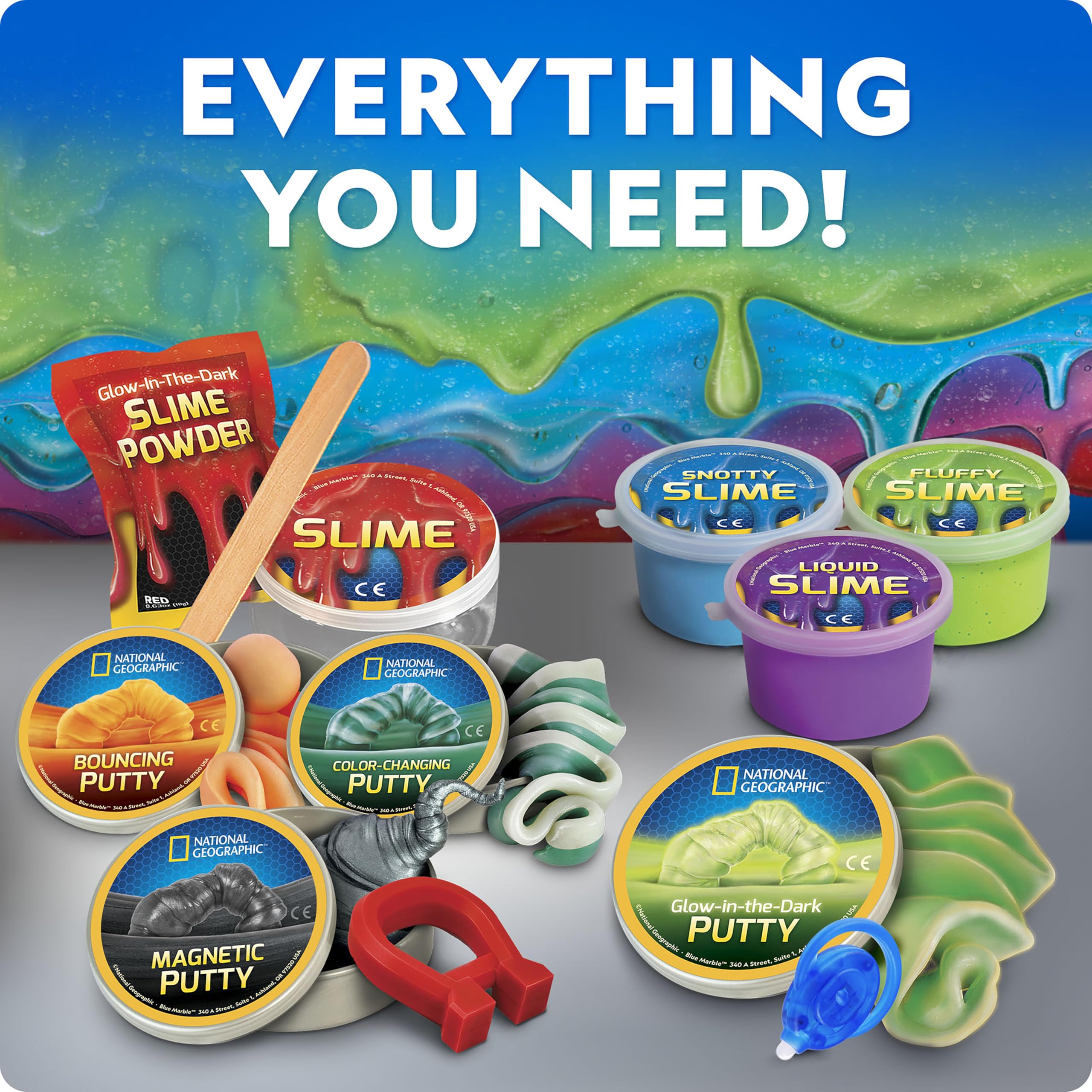 National Geographic Mega Slime Kit & Putty Lab kit slime 8 tipi STEM