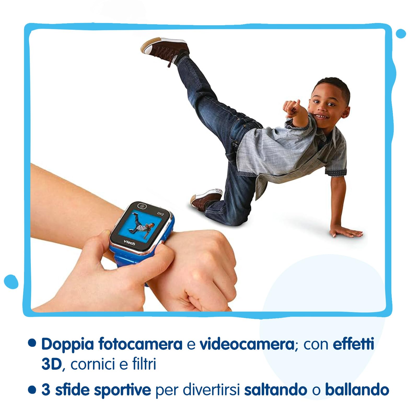 VTech Kidizoom Smartwatch DX2 smartwatch blu per bambini con doppia fotocamera