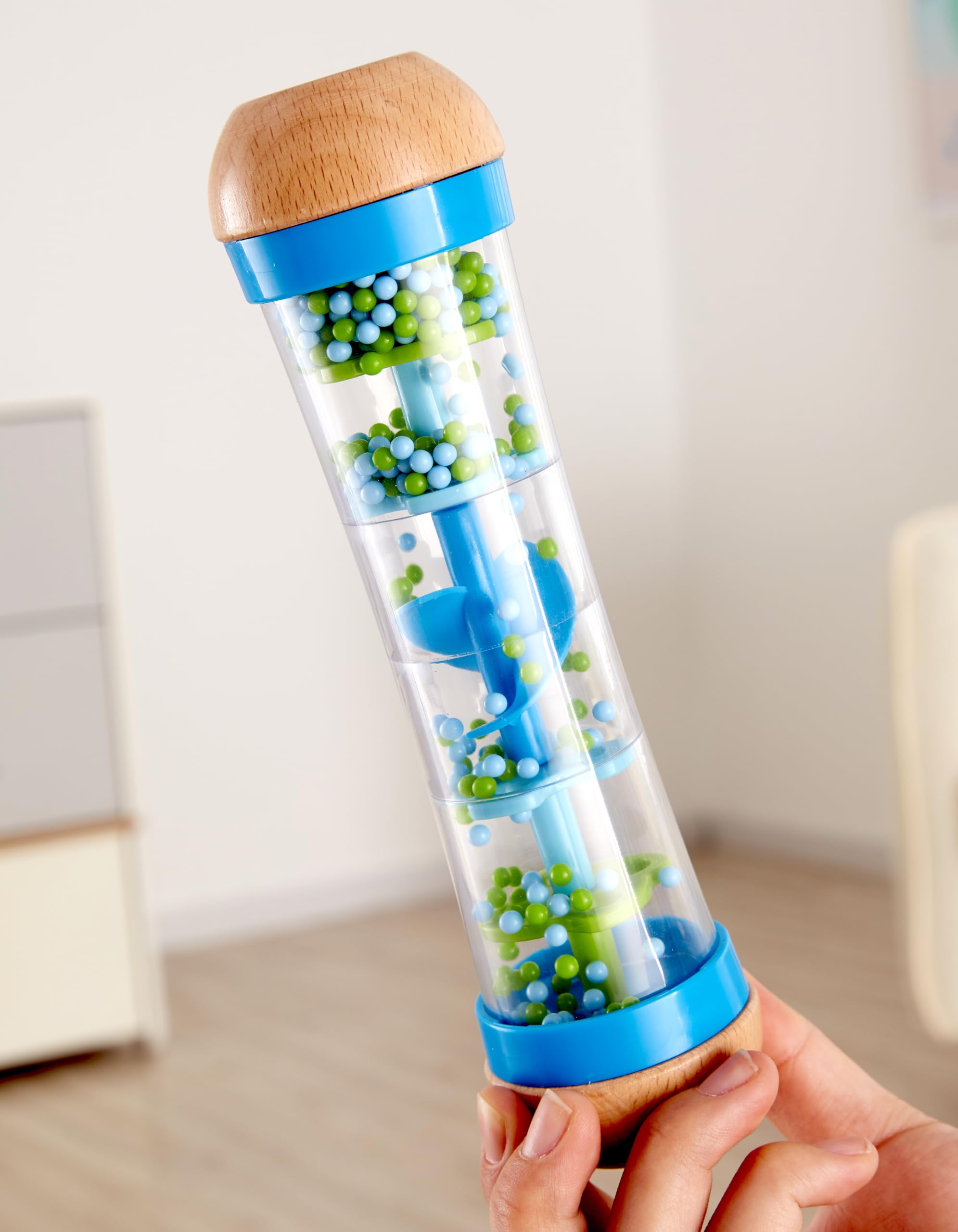 Hape Giochi musicali Cascata di Perline sonaglio bastone della pioggia blu