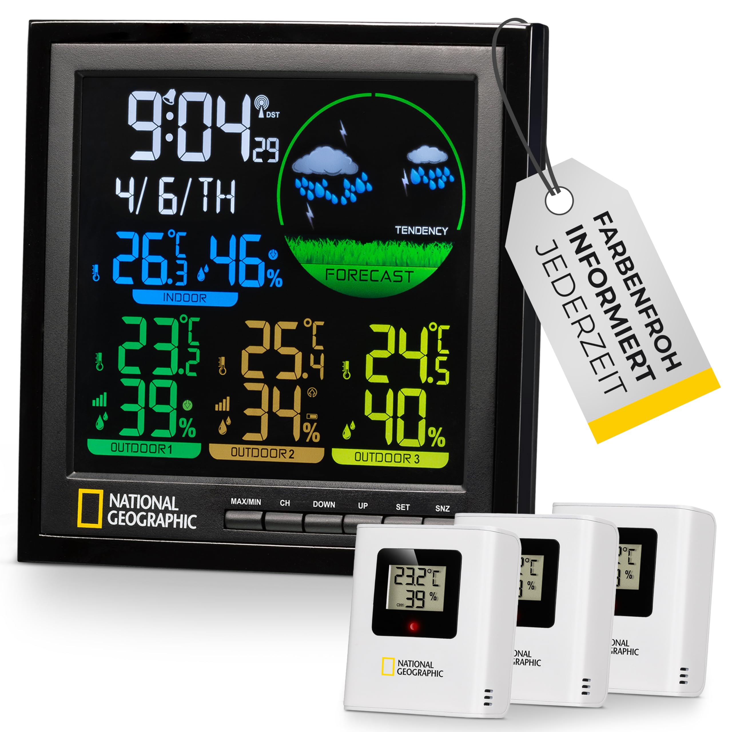 National Geographic Stazioni meteorologiche ed elettronica outdoor 9070700 stazione meteo nera