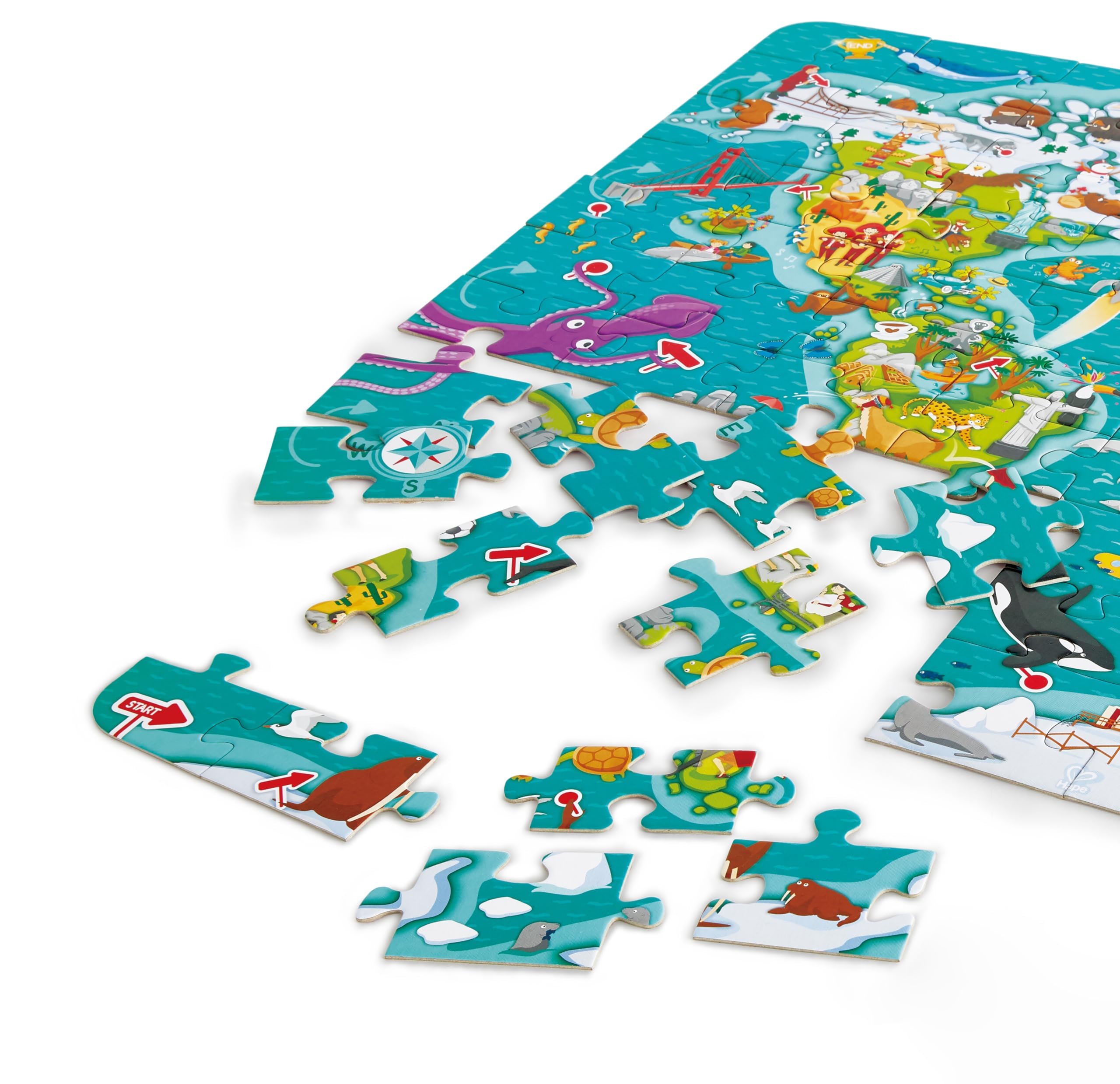 Hape Puzzle Mappa del Mondo puzzle 100 pezzi dai 5 anni
