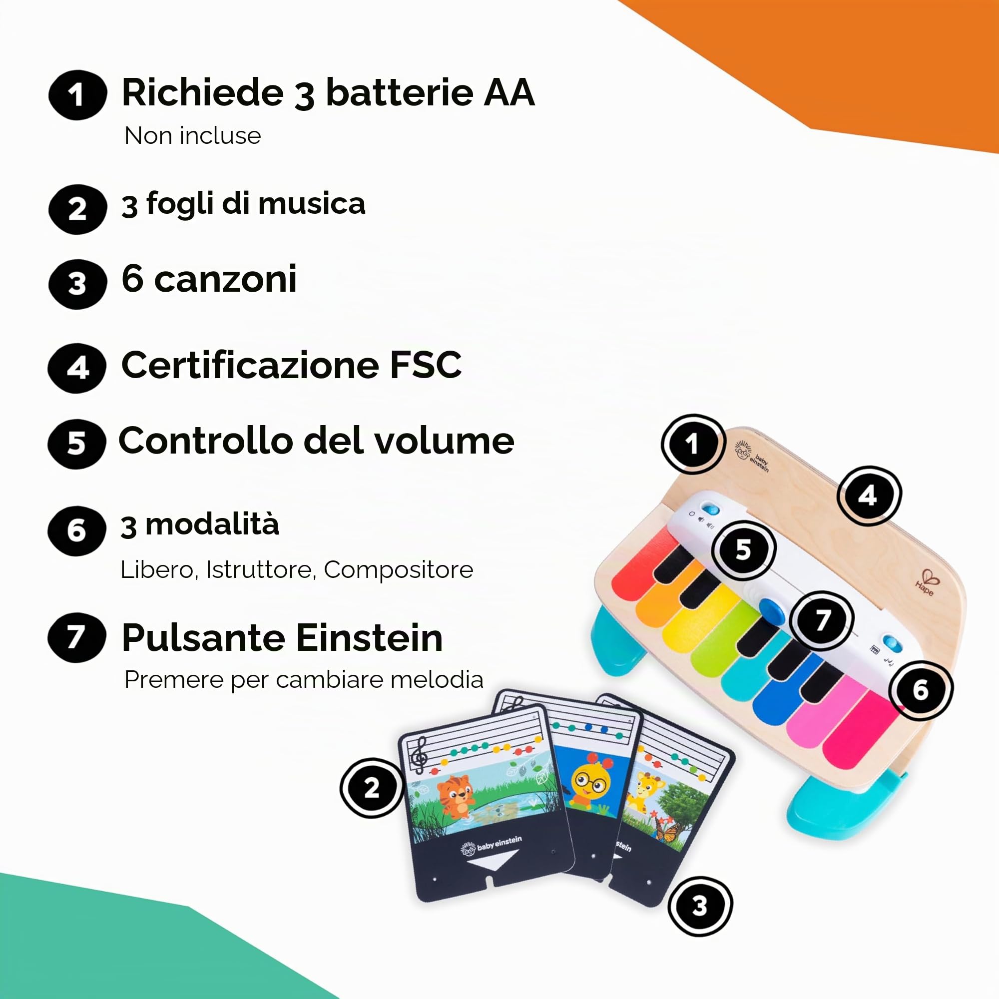 Baby Einstein Magic Touch Piano pianoforte giocattolo in legno
