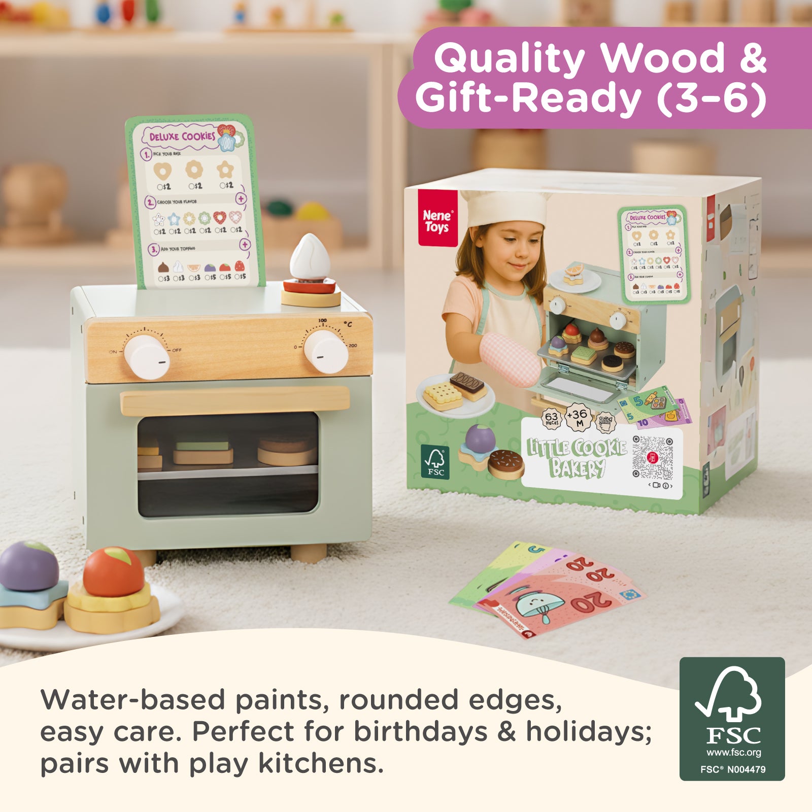 Nene Toys Kitchens & Pretend Play Little Cookie Bakery, forno giocattolo