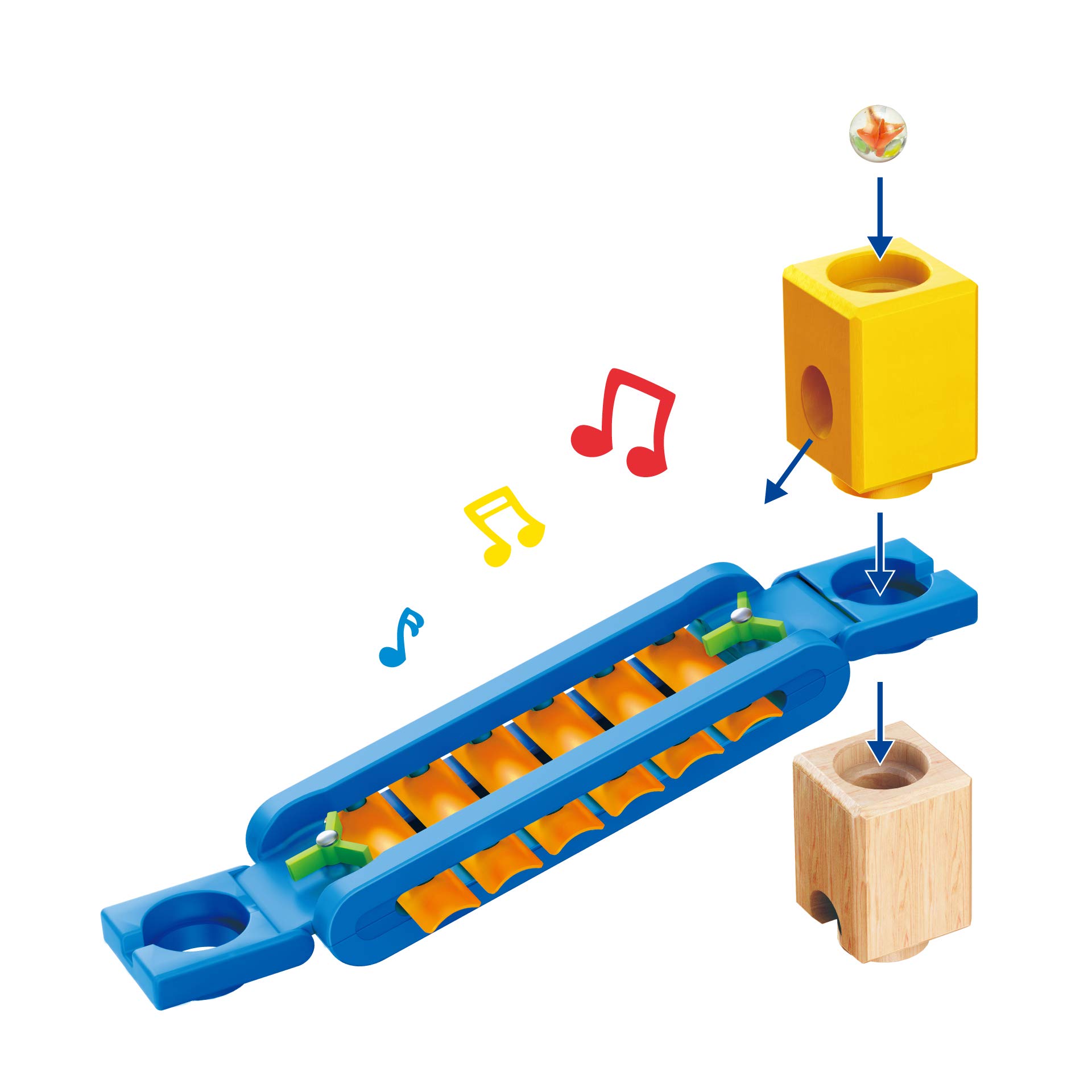 Hape Quadrilla Super Spirali pista per biglie 129 pezzi con xilofono