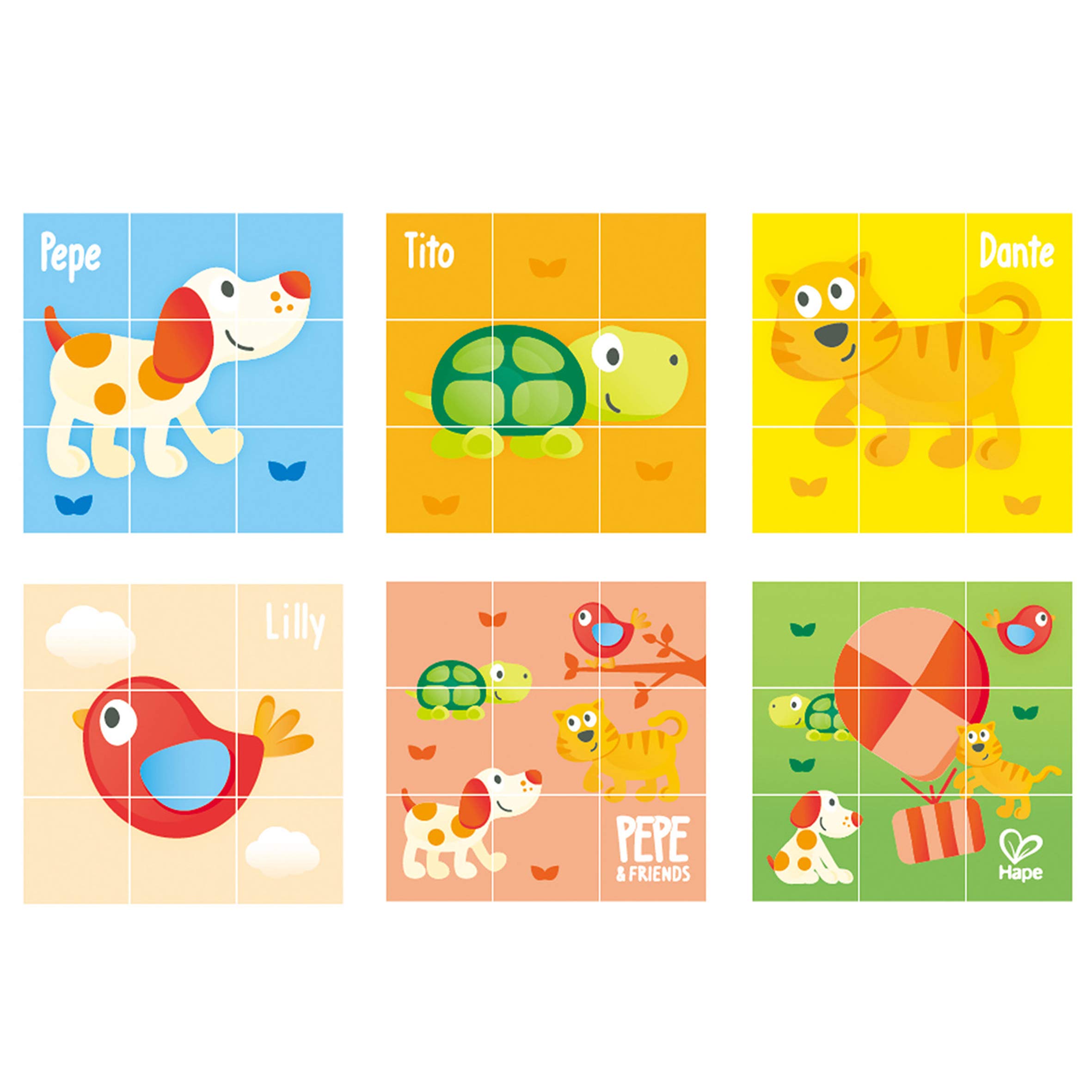 Hape Puzzle E0452 Pepe und Friends puzzle a blocchi legno 9 pezzi
