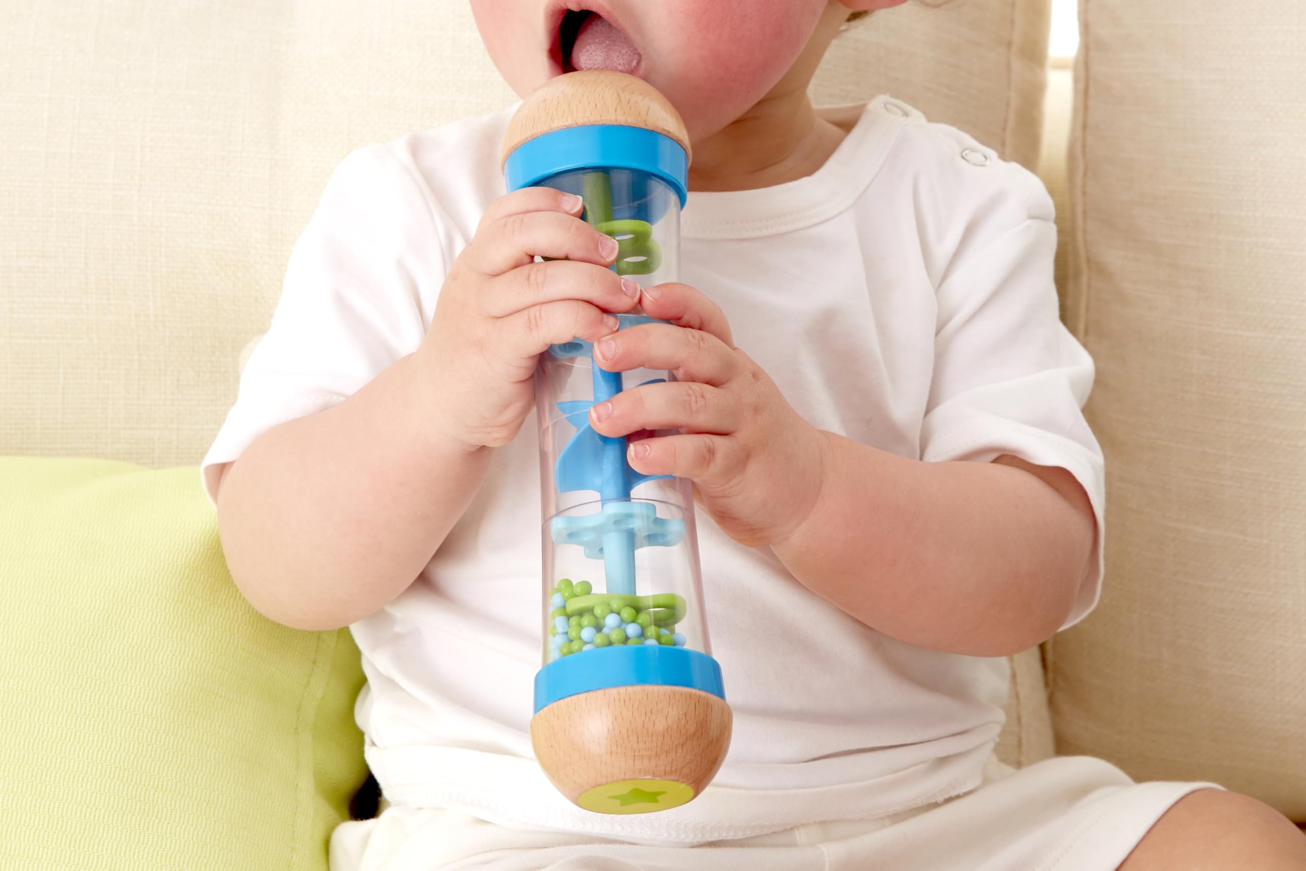 Hape Giochi musicali Cascata di Perline sonaglio bastone della pioggia blu
