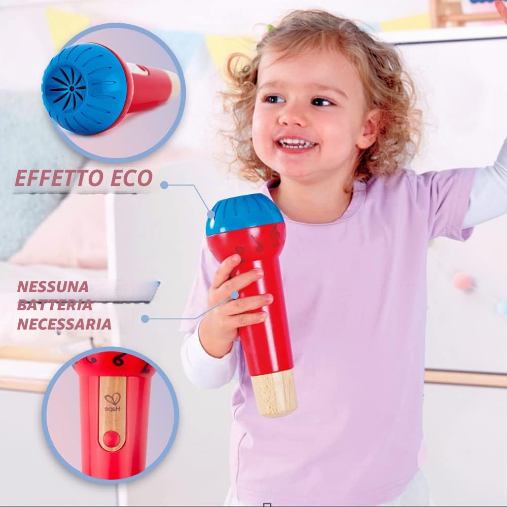 Hape Giochi musicali Potente Microfono Eco senza batterie