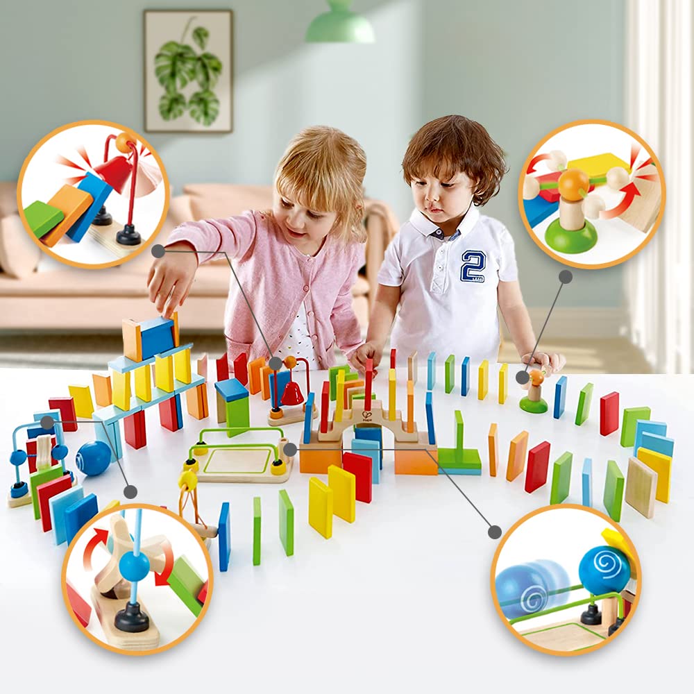 Hape Montare e costruire Set di Domino Dinamici domino in legno 107 pezzi multicolore