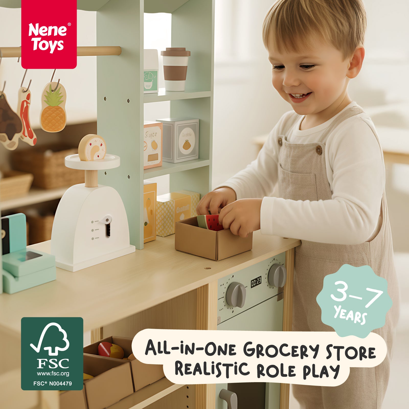 Nene Toys Kitchens & Pretend Play Grocery Store negozio cucina in legno