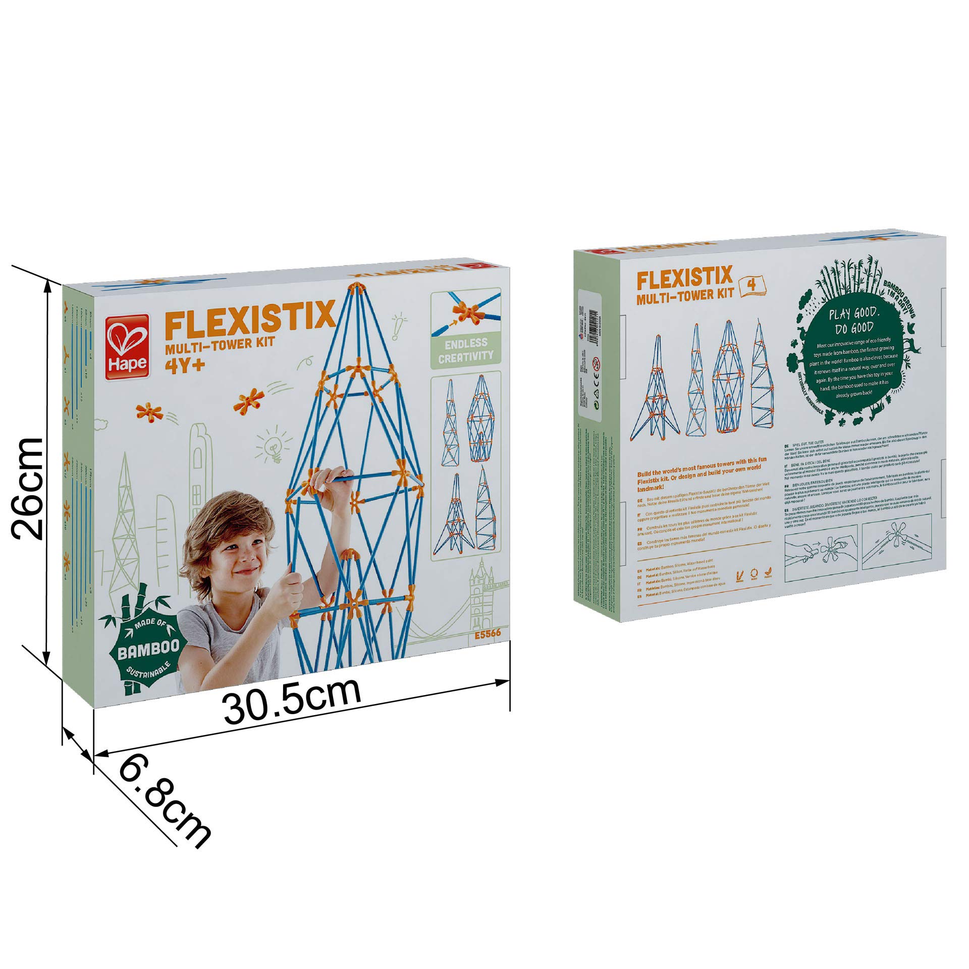 Hape Montare e costruire E5566 Kit Multi-Torre costruzioni bambù creativo