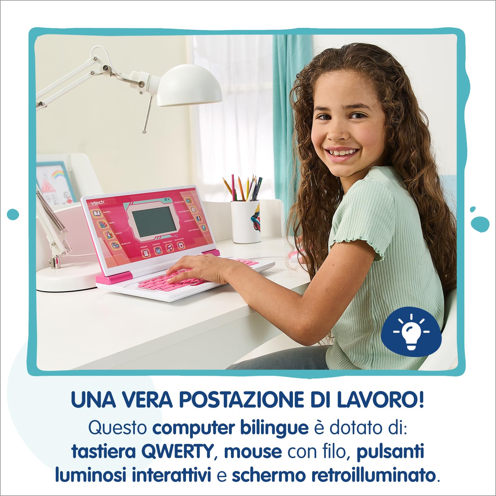 VTech Bit Smart Genius Plus computer rosa bilingue