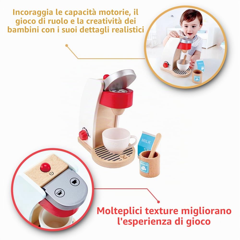 Hape Cucina e accessori Macchinetta del caffè giocattolo in legno dai 2 anni