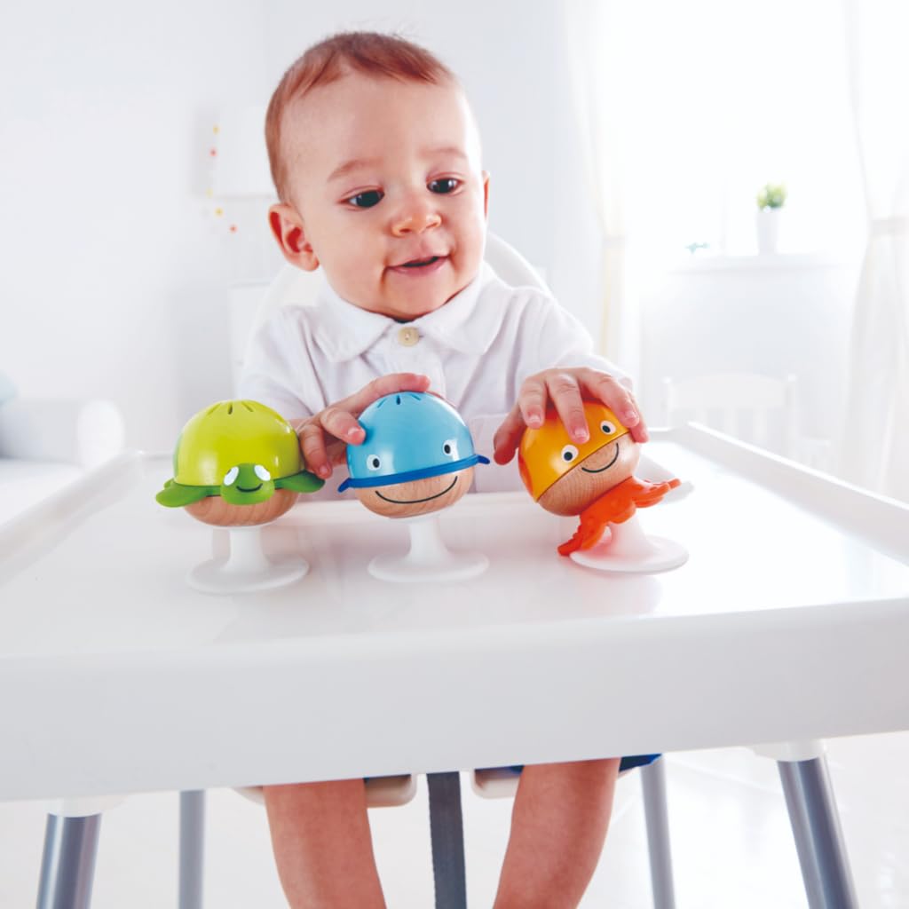 Hape Giocattoli per l'infanzia Set Sonagli sempre in piedi animali marini 3 pezzi