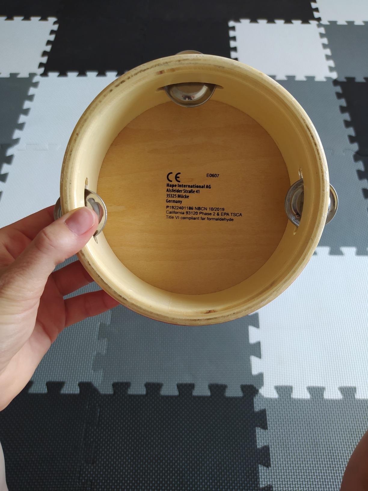 Hape Giochi musicali Tamburello in legno 2 in 1 per bambini