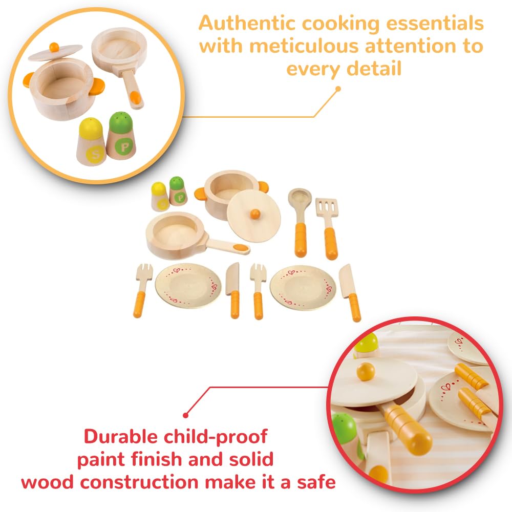 Hape Cucina e accessori E3103 set piatti e pentole in legno