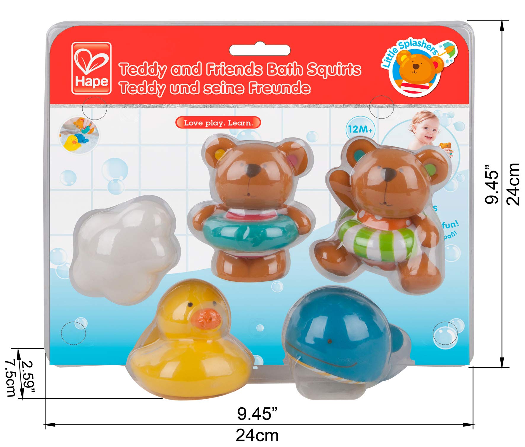Hape Giochi da bagno Teddy e i suoi amici 5 pezzi senza BPA