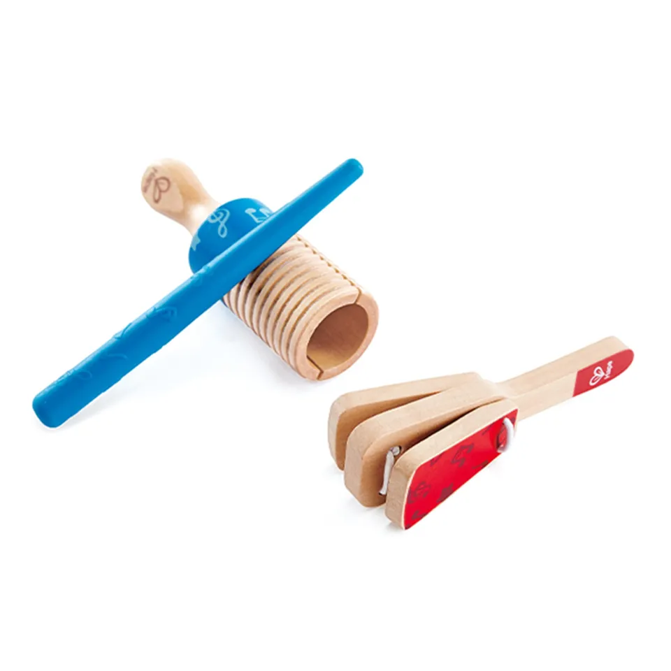 Hape Giochi musicali Coppia di percussioni set guiro 3 pezzi