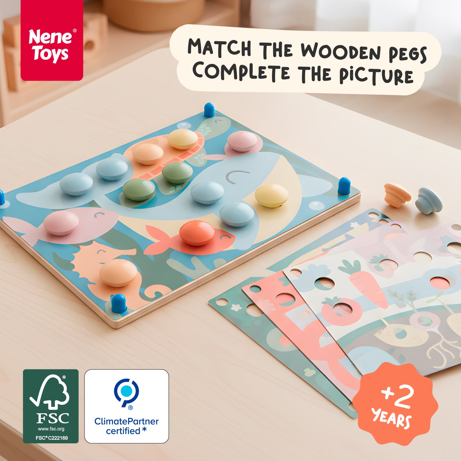 Nene Toys Puzzles & Learning Color Button Board tavoletta pastello