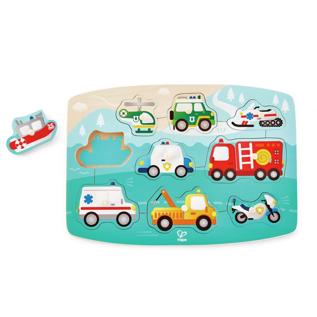 Hape Puzzle Puzzle del cantiere puzzle con pioli in legno