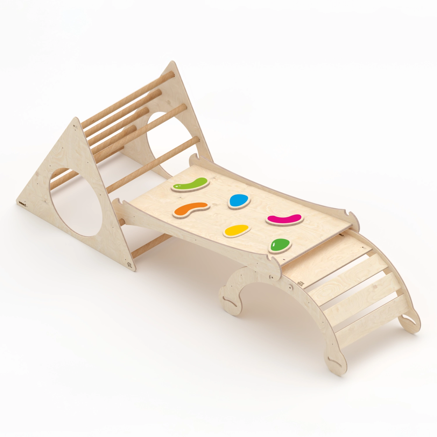 Il Pianeta delle idee Wood for Kids Montessori Palestra Arco+Triangolo+Scivolo in legno