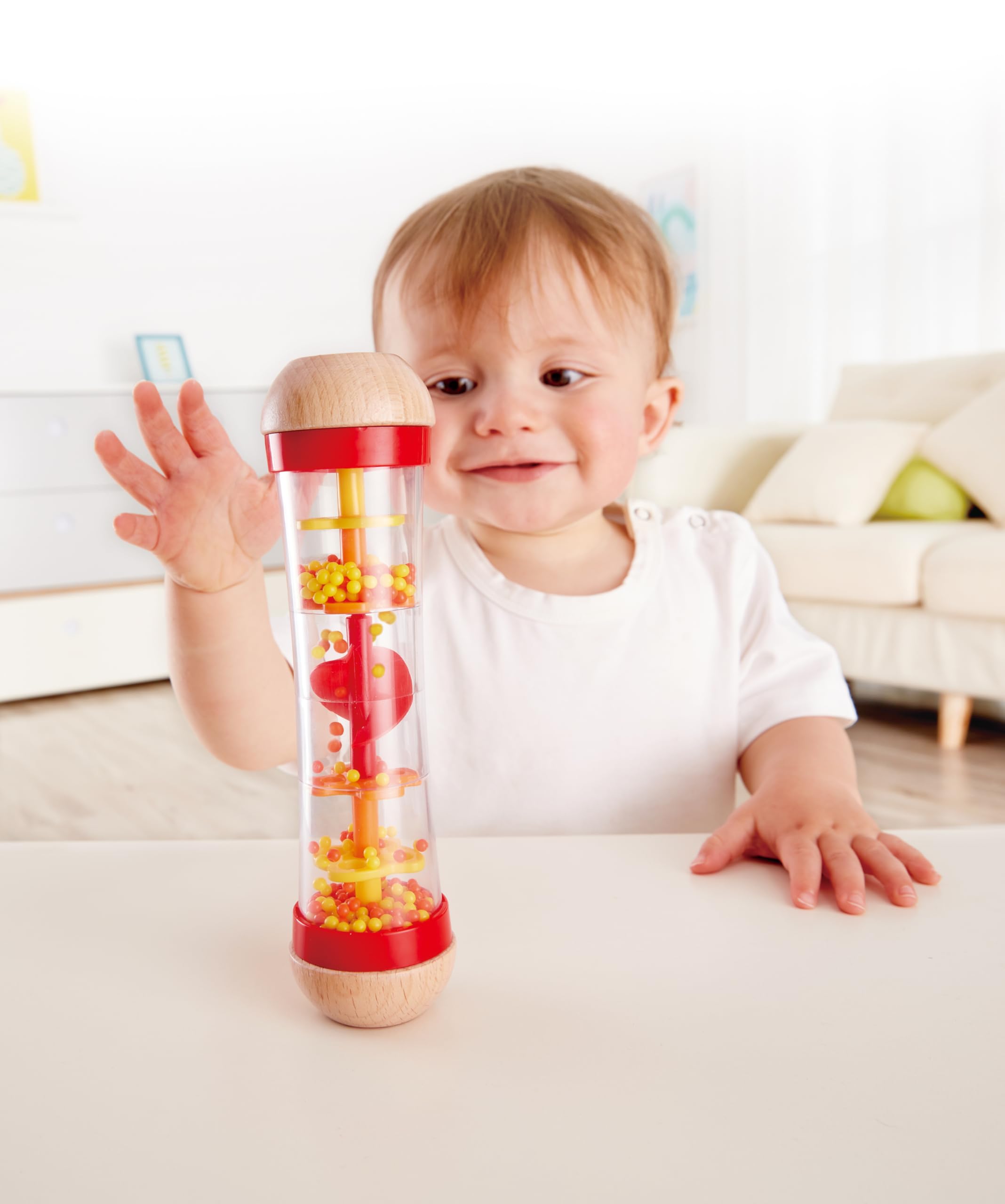 Hape Giochi musicali Cascata di Perline bastone della pioggia rosso