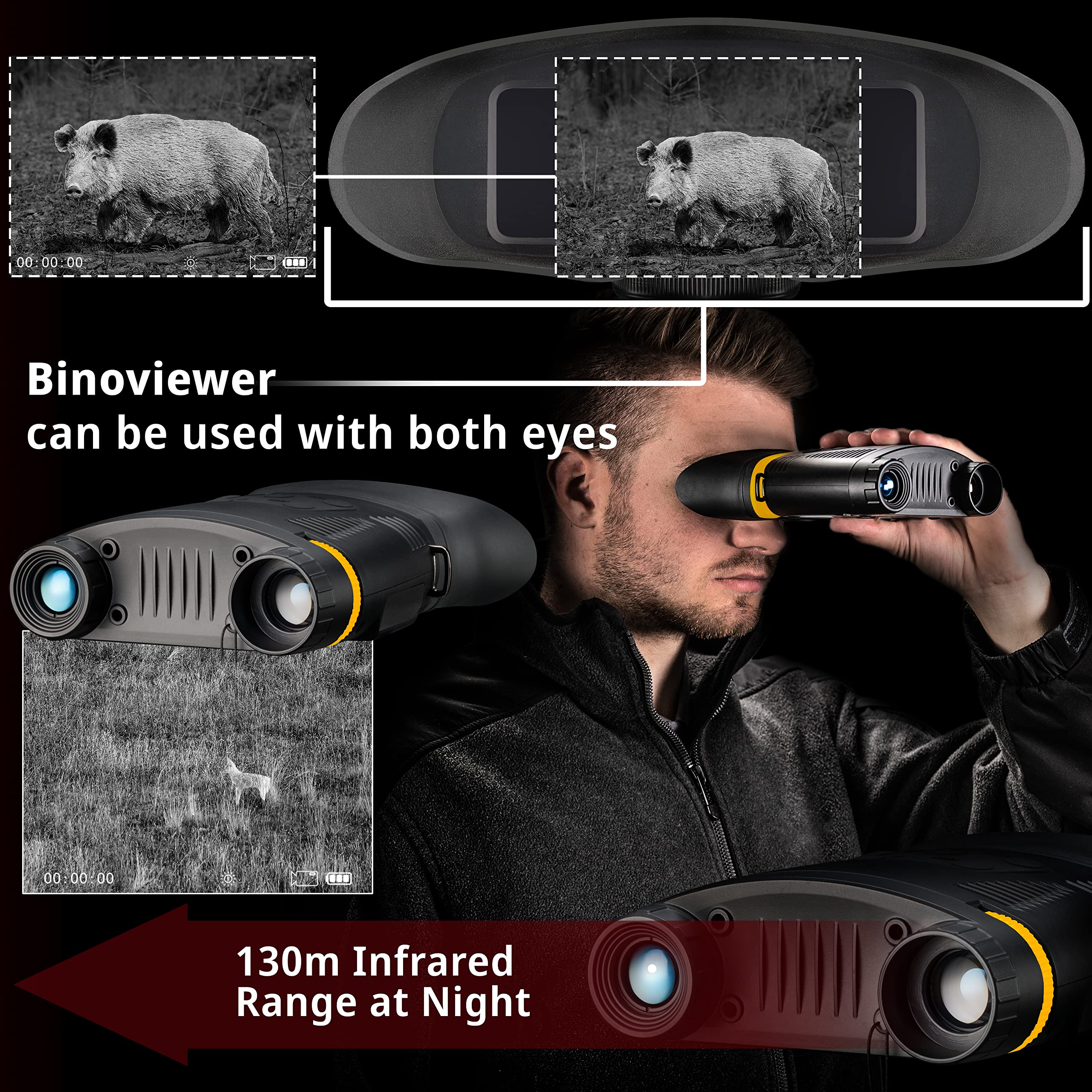 National Geographic 9075100 binocolo visione notturna digitale 3,5x nero