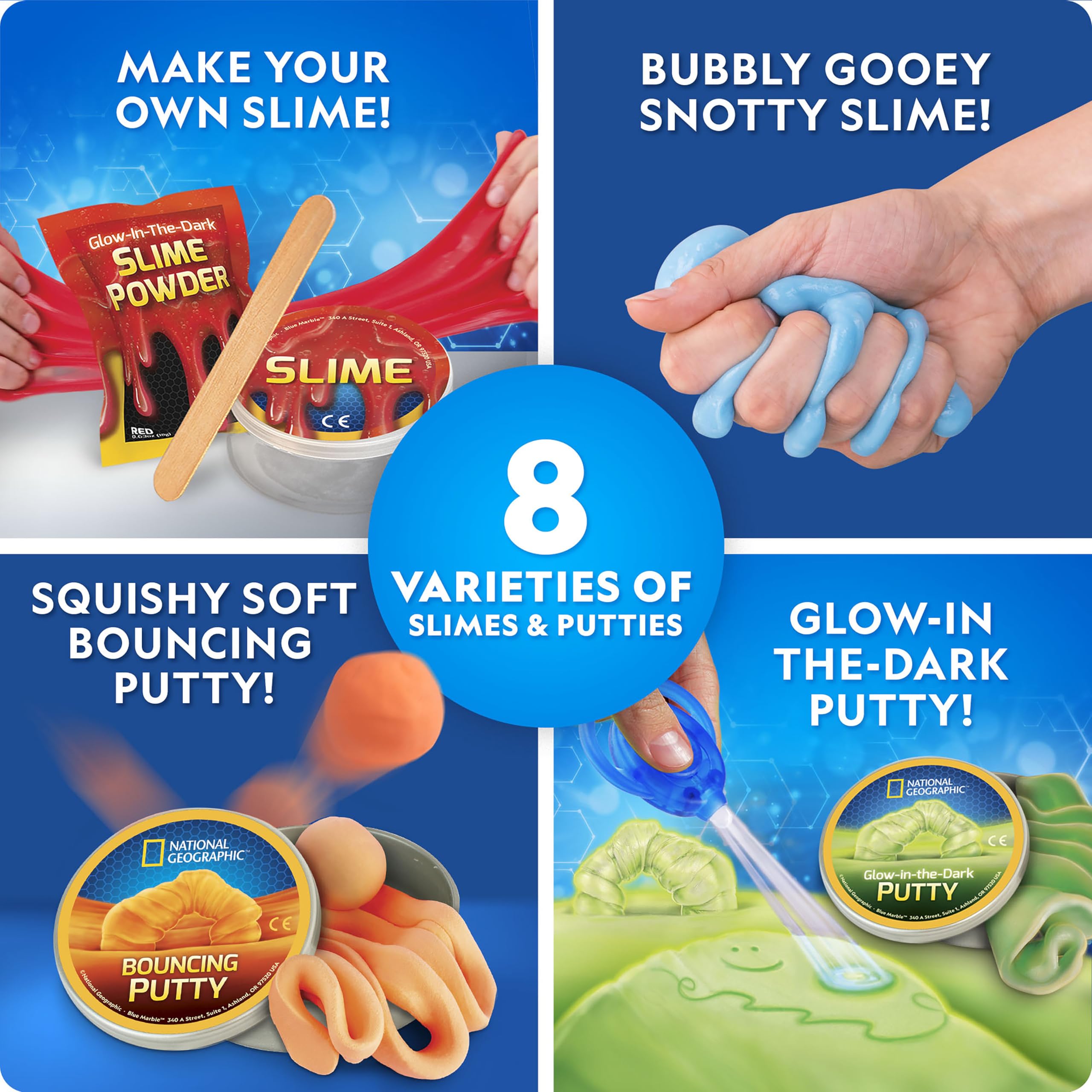National Geographic Mega Slime Kit & Putty Lab kit slime 8 tipi STEM