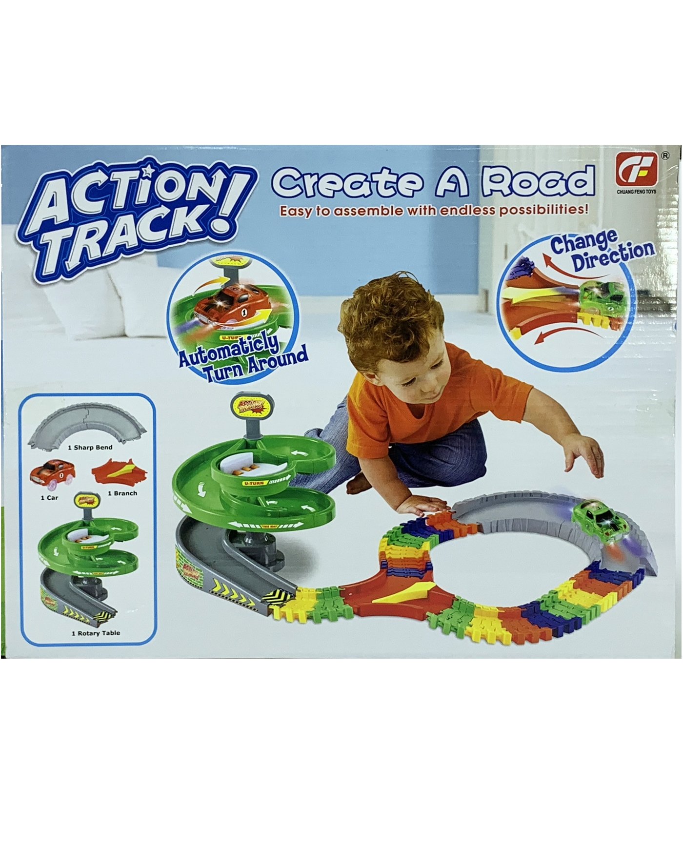 Masterhome Baby Piste Flessibili Luminose ACTION TRACK ROTARY pista fluorescente