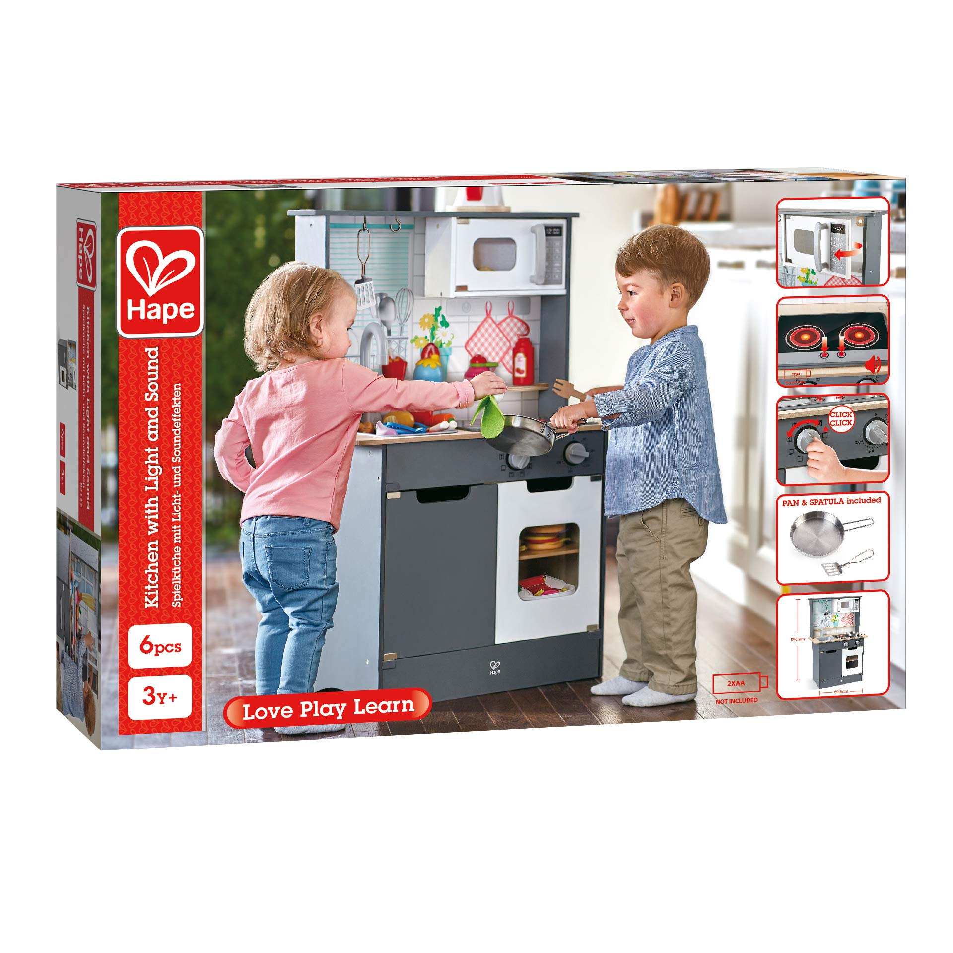 Hape Cucina e accessori Cucina Grigia E3166 cucina giocattolo legno luci suoni