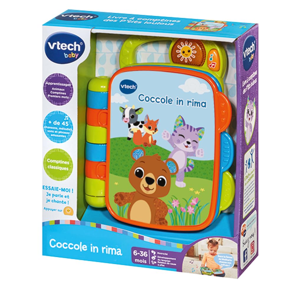 VTech Giocattoli 0-12 mesi Coccole in Rima libro sensoriale con filastrocche