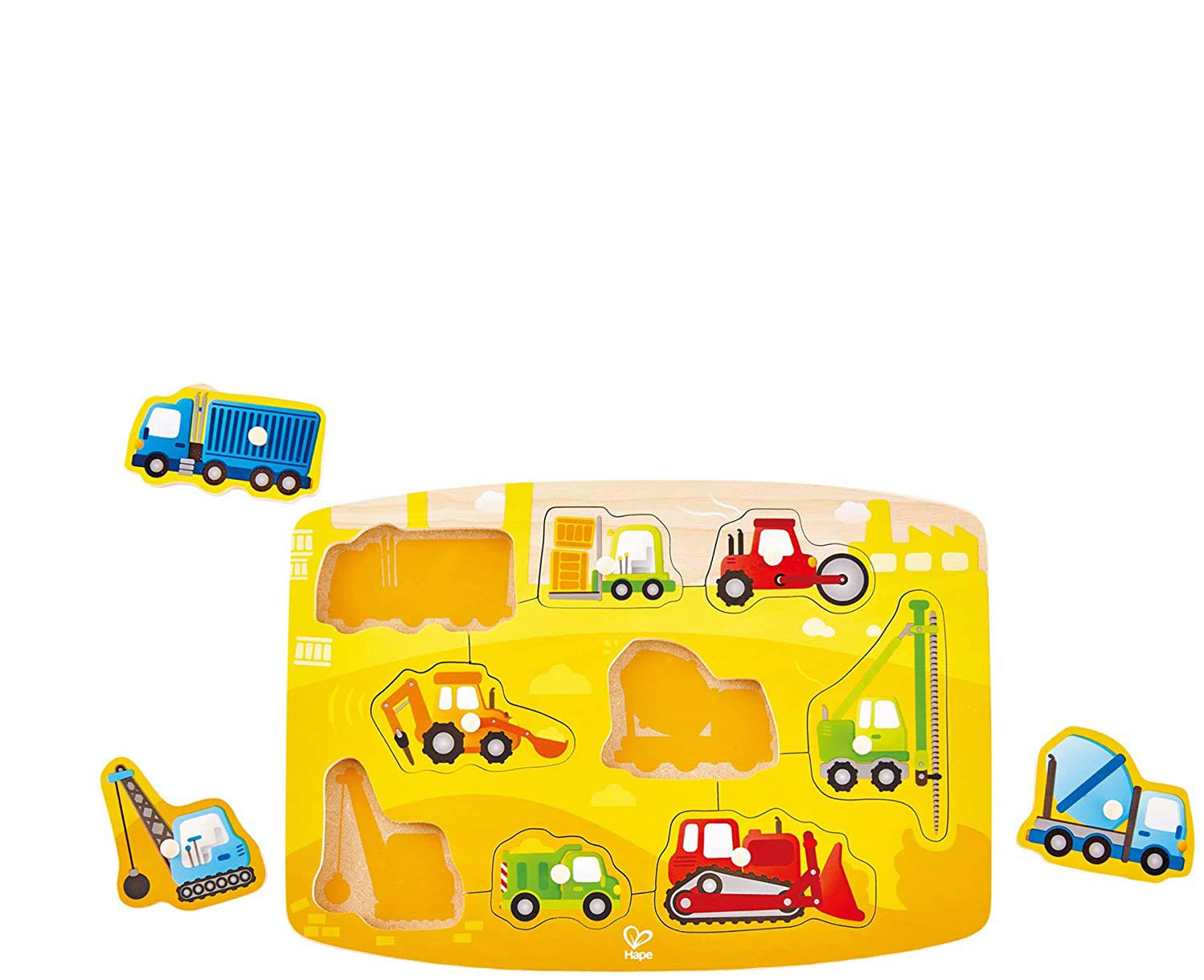 Hape Puzzle Puzzle del cantiere puzzle con pioli in legno
