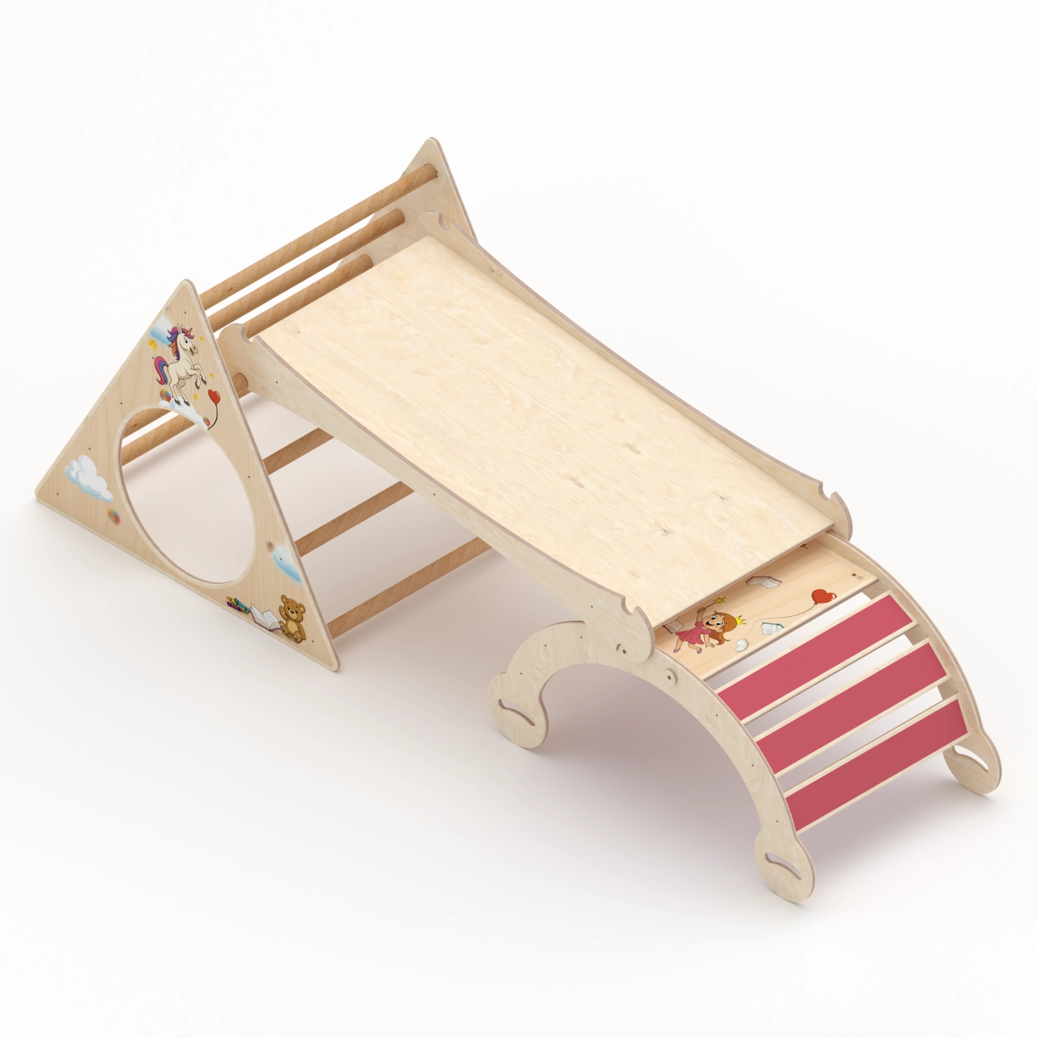 Il Pianeta delle idee Wood for Kids Montessori Palestra Arco+Triangolo+Scivolo in legno