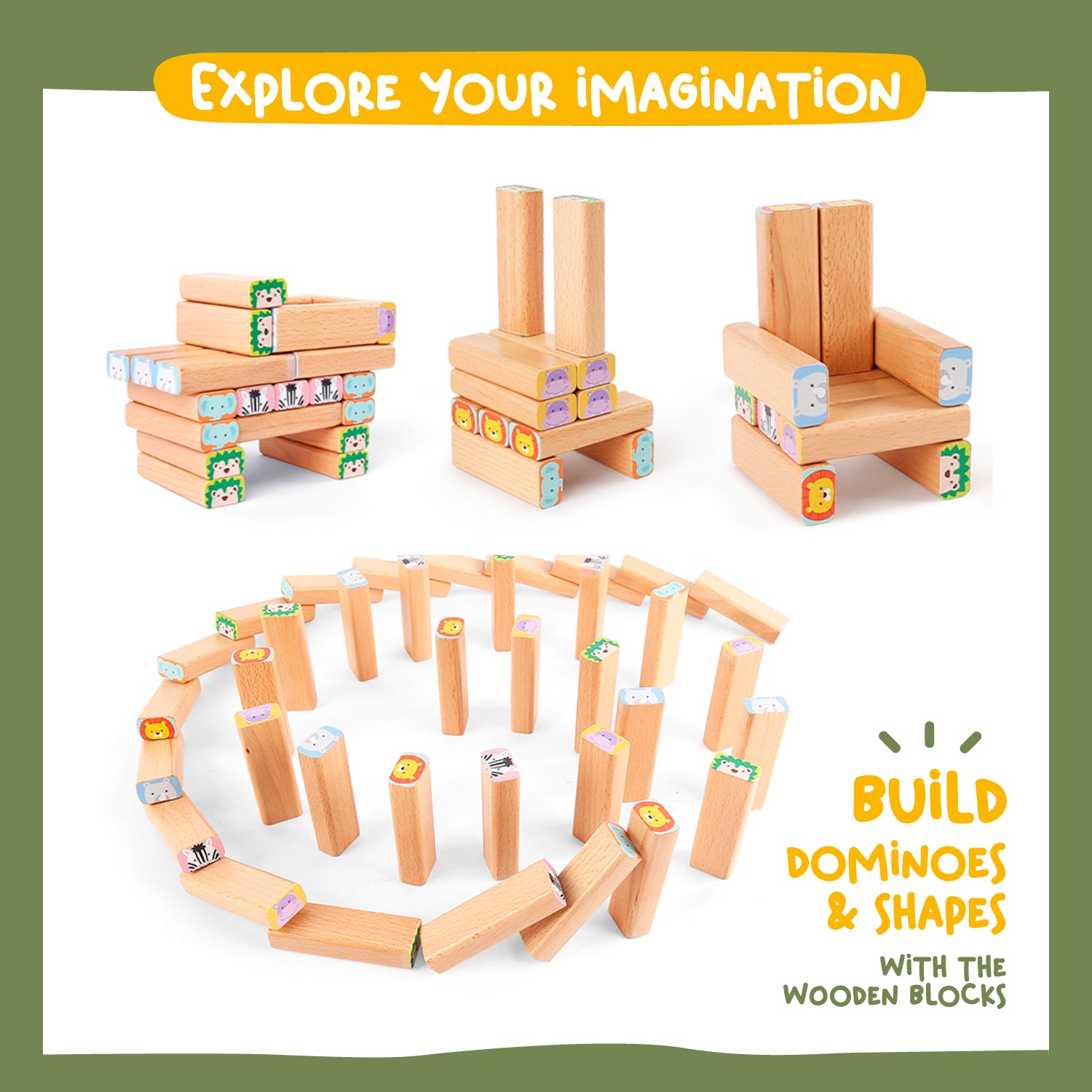 Nene Toys Building & Stacking Safari Stacking Game, torre di legno