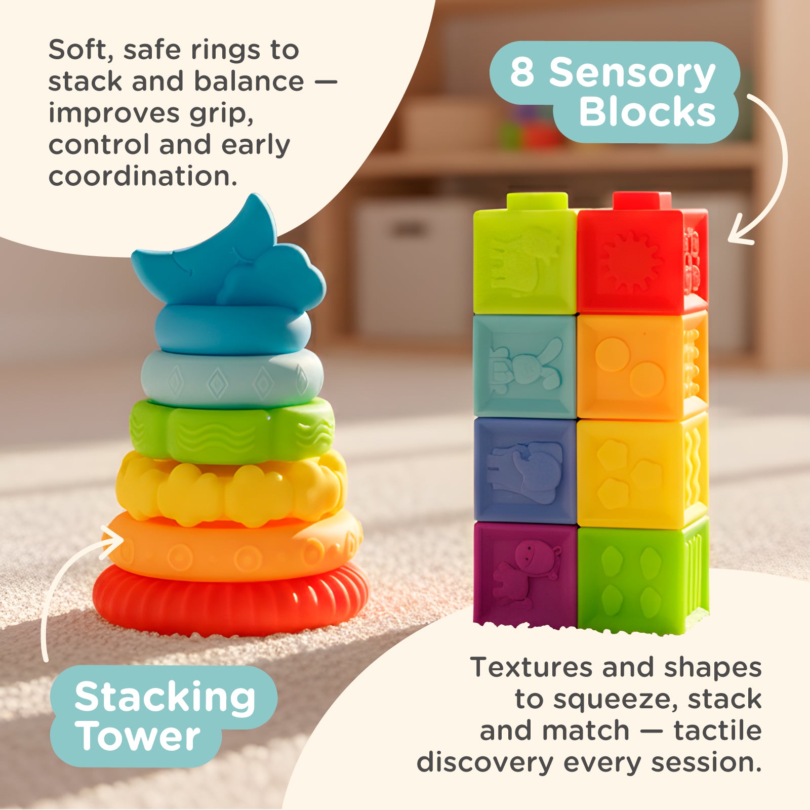 Nene Toys Baby & Toddler Toys Learning Box 6-12M, set giochi 6-12 mesi