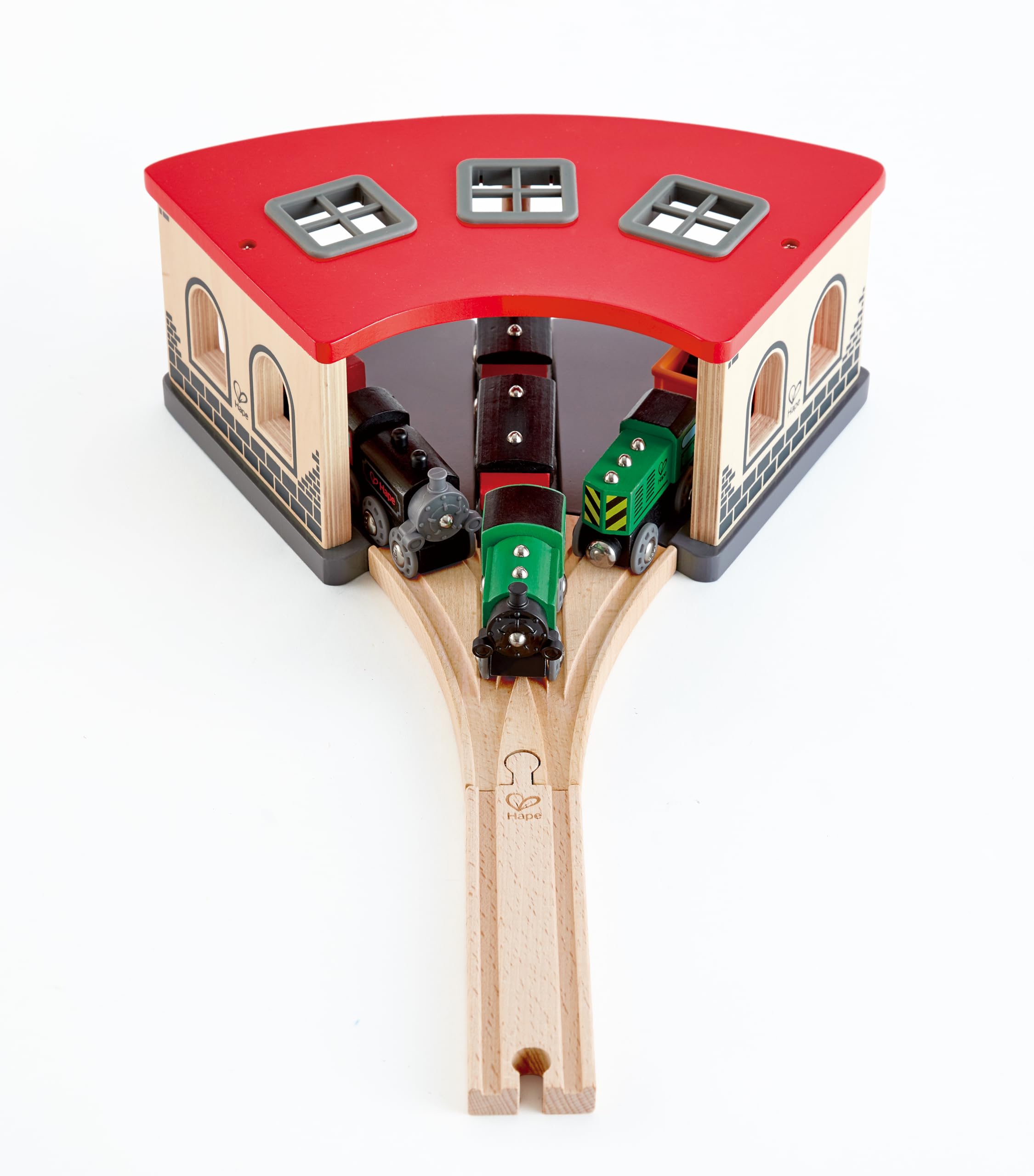 Hape Treno Deposito dei Treni in Legno a 3 corsie