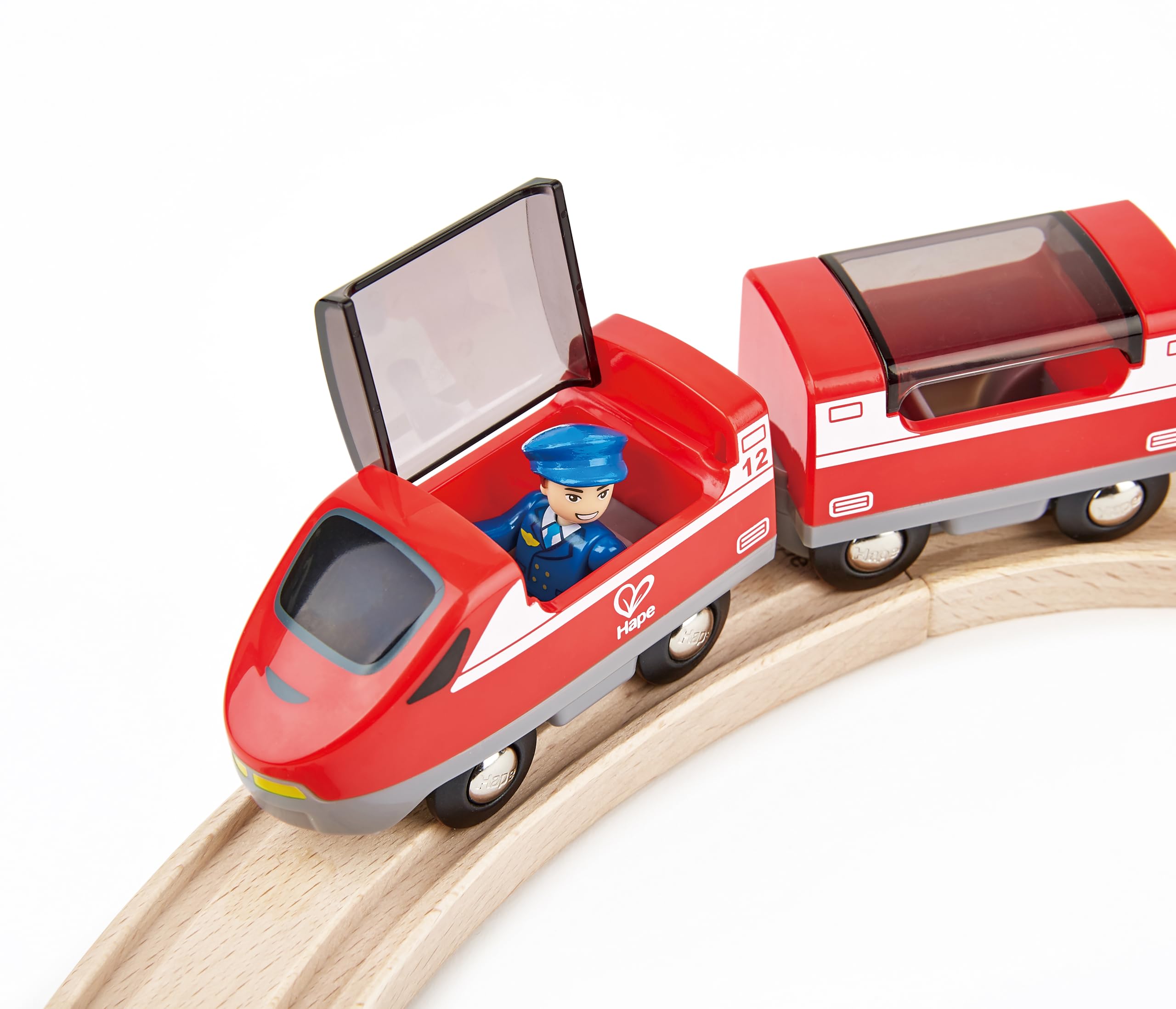 Hape Treno Pista con passaggio a livello e gru magnetica 32 pezzi