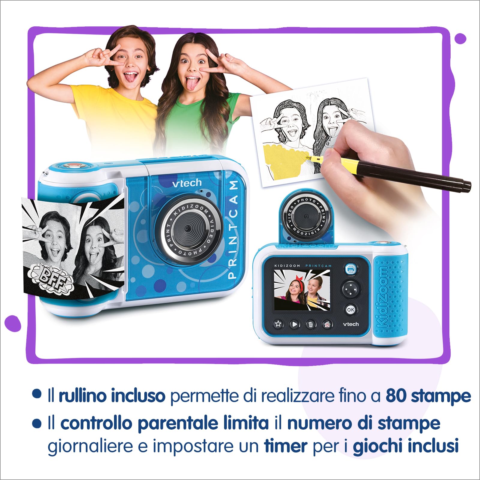 VTech Kidizoom Printcam macchina fotografica istantanea 5-12 anni