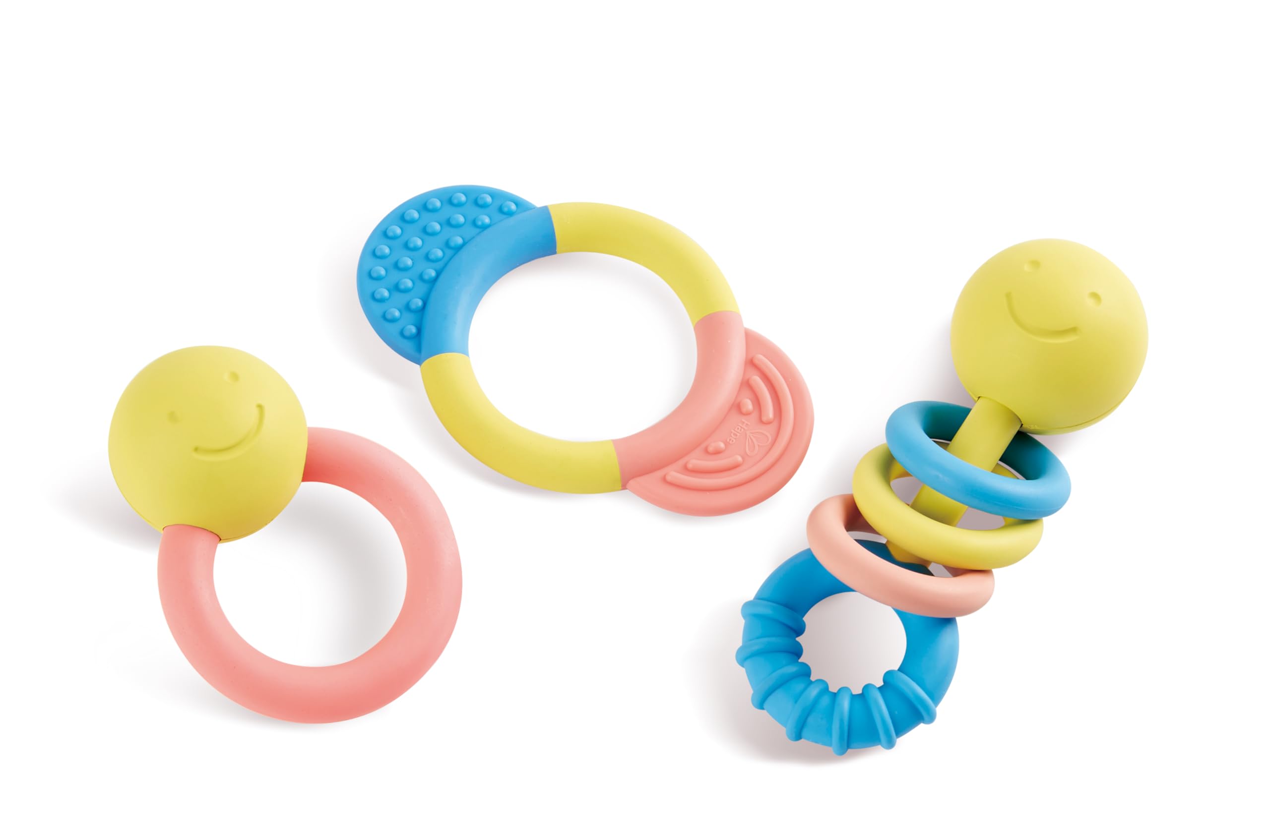 Hape Giocattoli per l'infanzia Sonagli e Massaggiagengive set 3 pezzi in riso giapponese