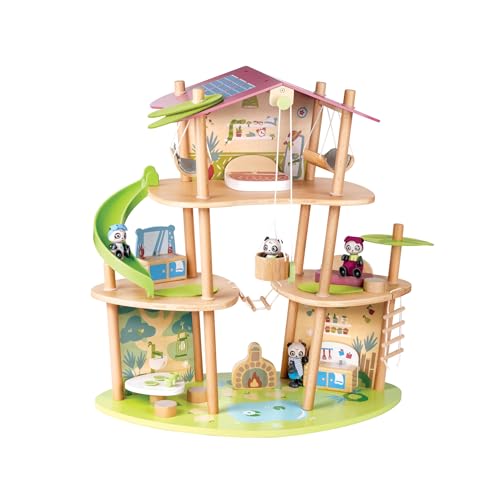 Hape Green Planet Explorers Casa di bambù dei Panda casa giocattolo 3 piani in bambù