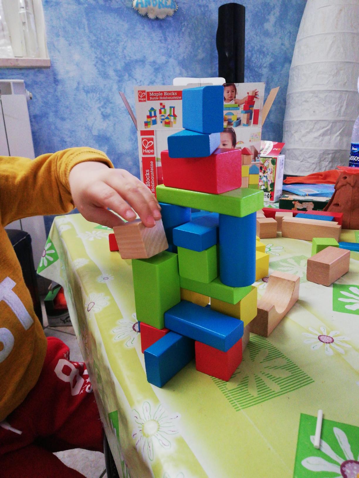 Hape Montare e costruire Blocchi d’Acero costruzioni in legno 50 pezzi colorati