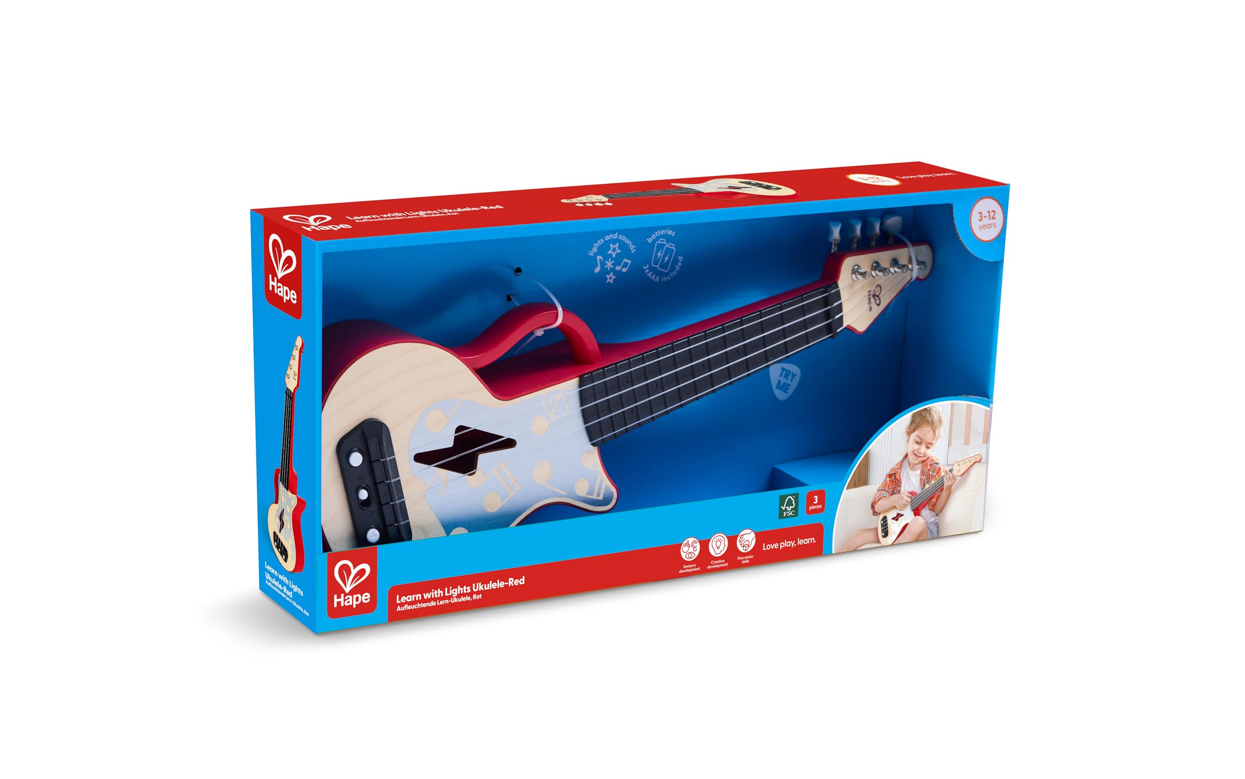 Hape Giochi musicali Ukulele Rosso ukulele rosso con luci