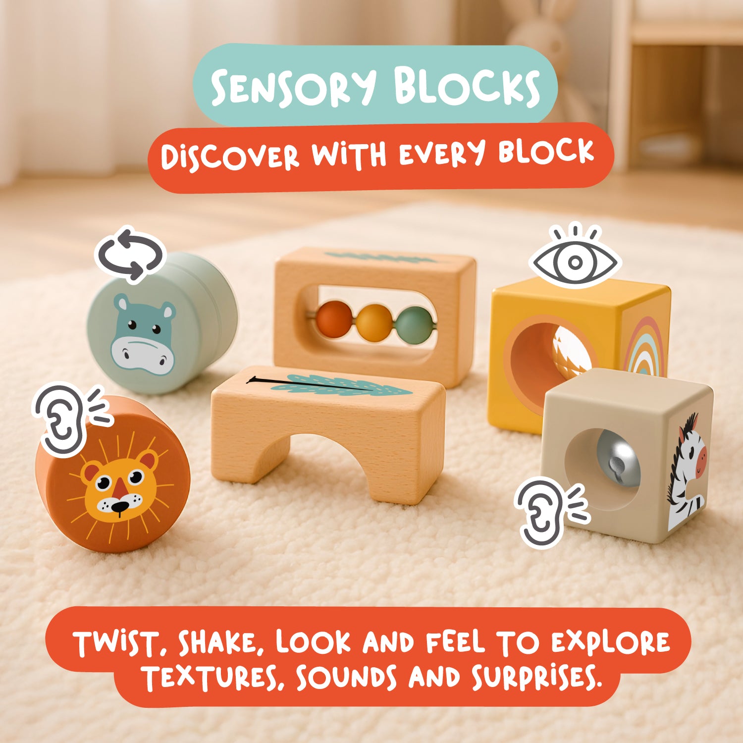 Nene Toys Baby & Toddler Toys 4-in-1 Animal Learning Set giochi in legno