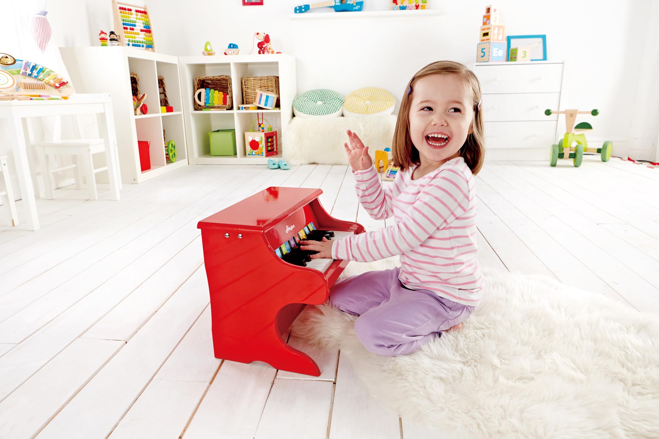 Hape Giochi musicali Piano Divertente E0318 pianoforte rosso 18 tasti