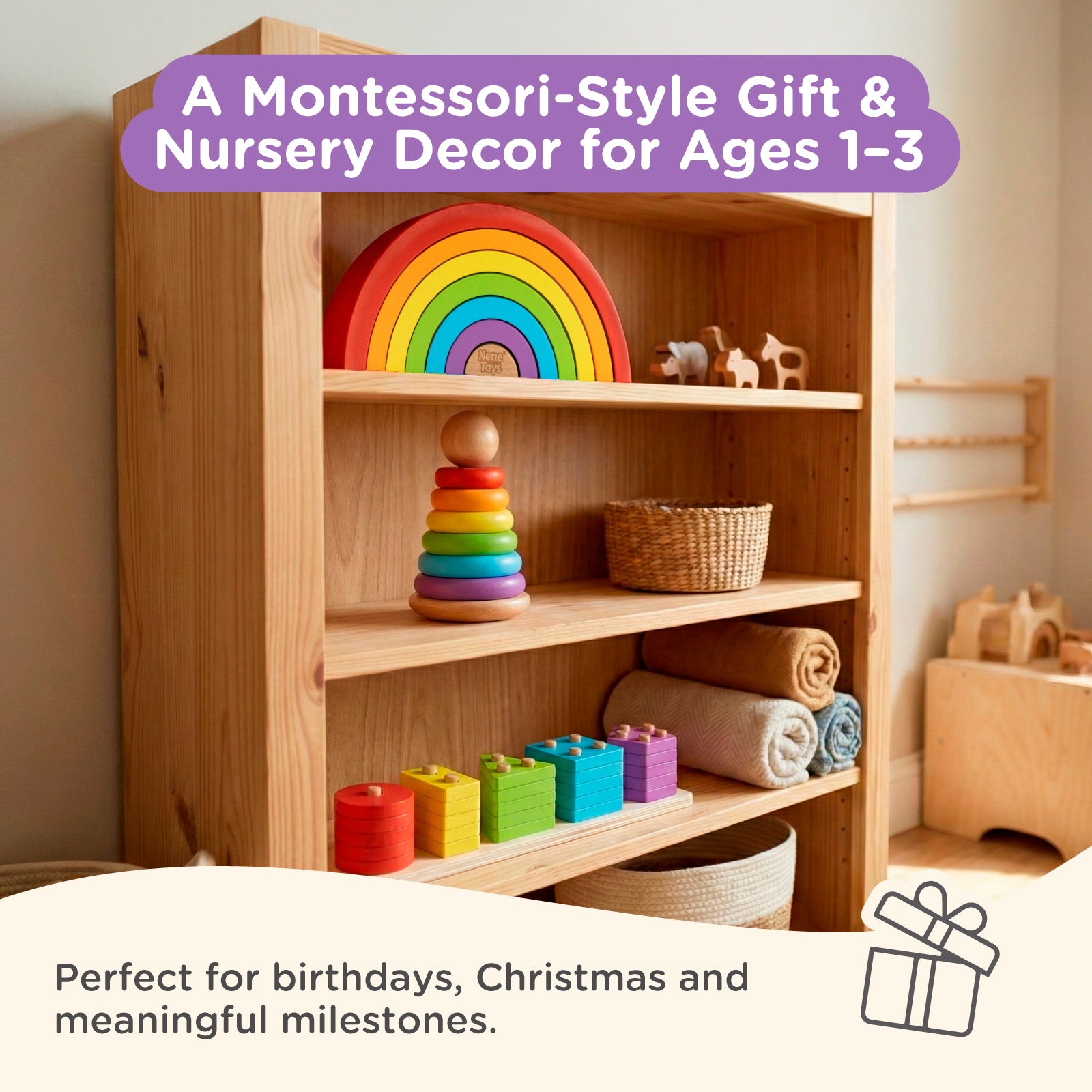Nene Toys Building & Stacking 3 in 1 Learning Set - Classic Colors giochi in legno