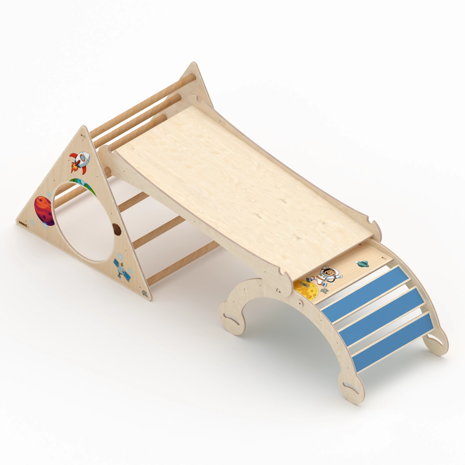 Il Pianeta delle idee Wood for Kids Montessori Palestra Arco+Triangolo+Scivolo in legno