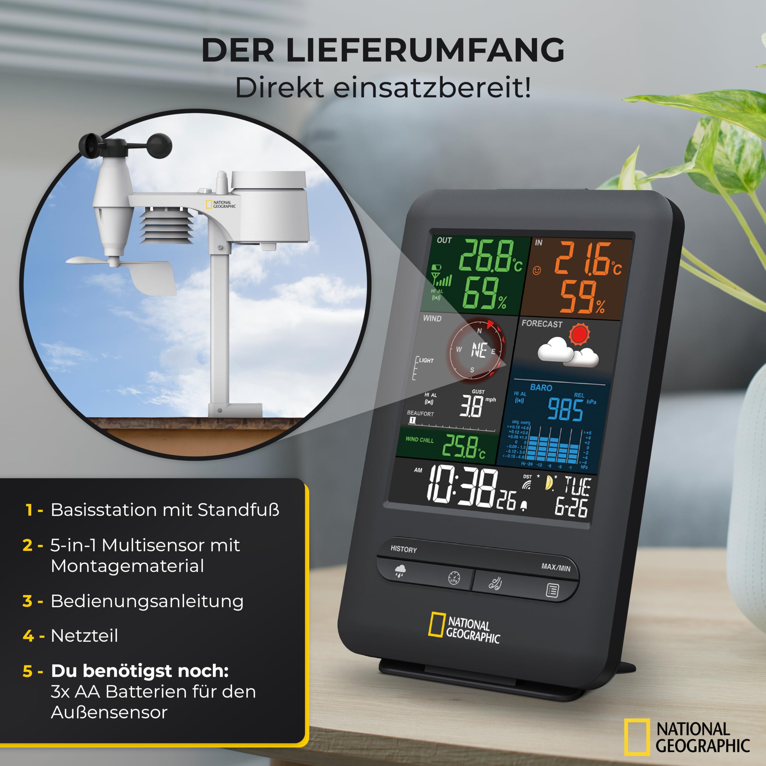 National Geographic Stazioni meteorologiche Station météo sans fil 5-en-1 stazione meteo wireless