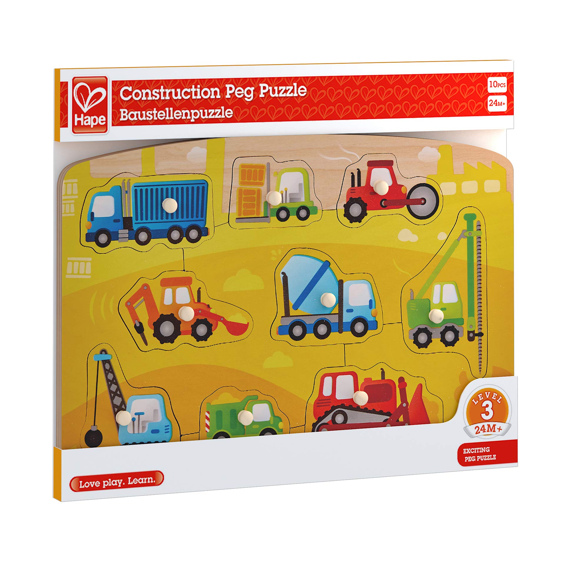Hape Puzzle Puzzle del cantiere puzzle con pioli in legno