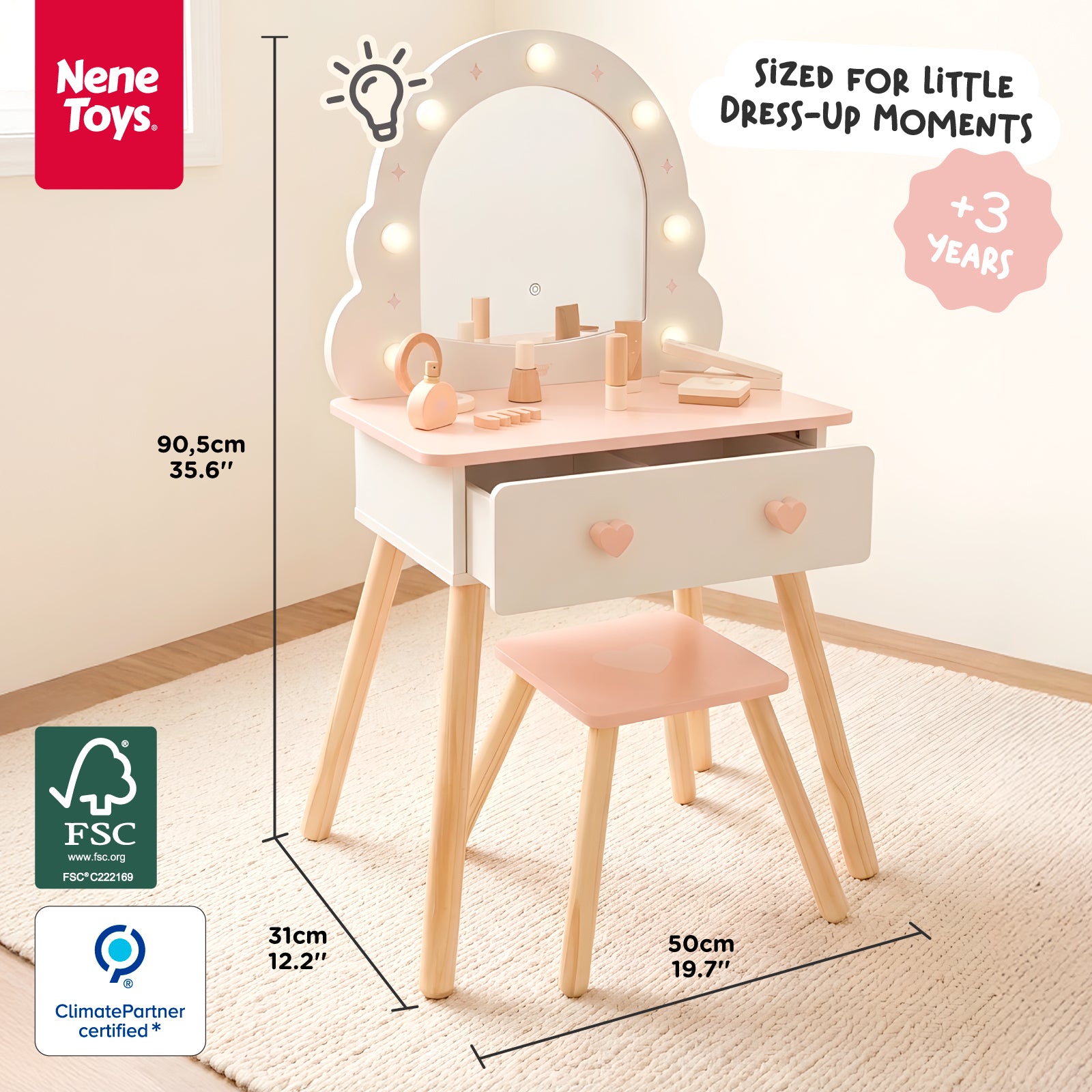 Nene Toys Kitchens & Pretend Play My First Vanity Table toeletta giocattolo