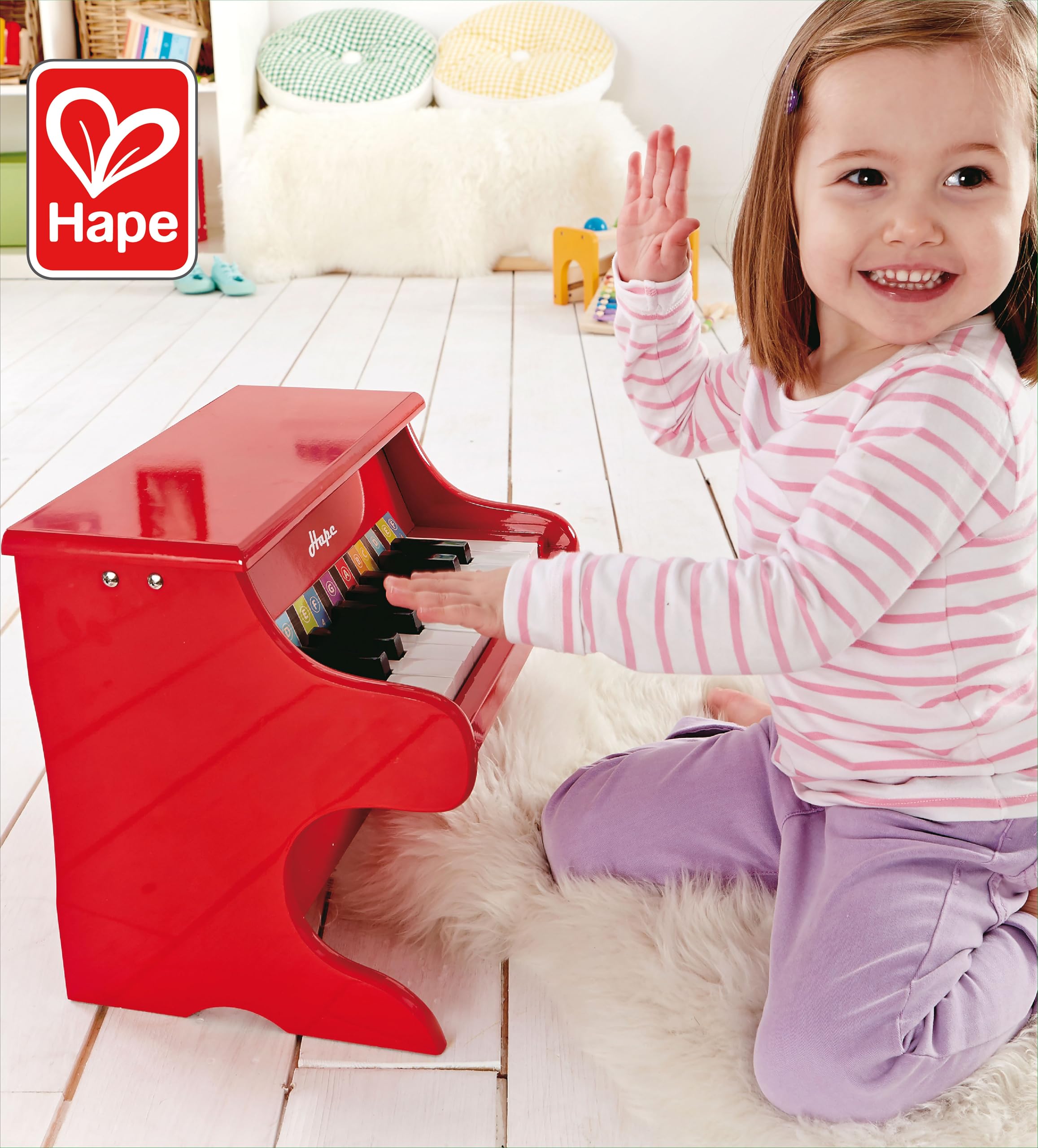 Hape Giochi musicali Piano Divertente E0318 pianoforte rosso 18 tasti
